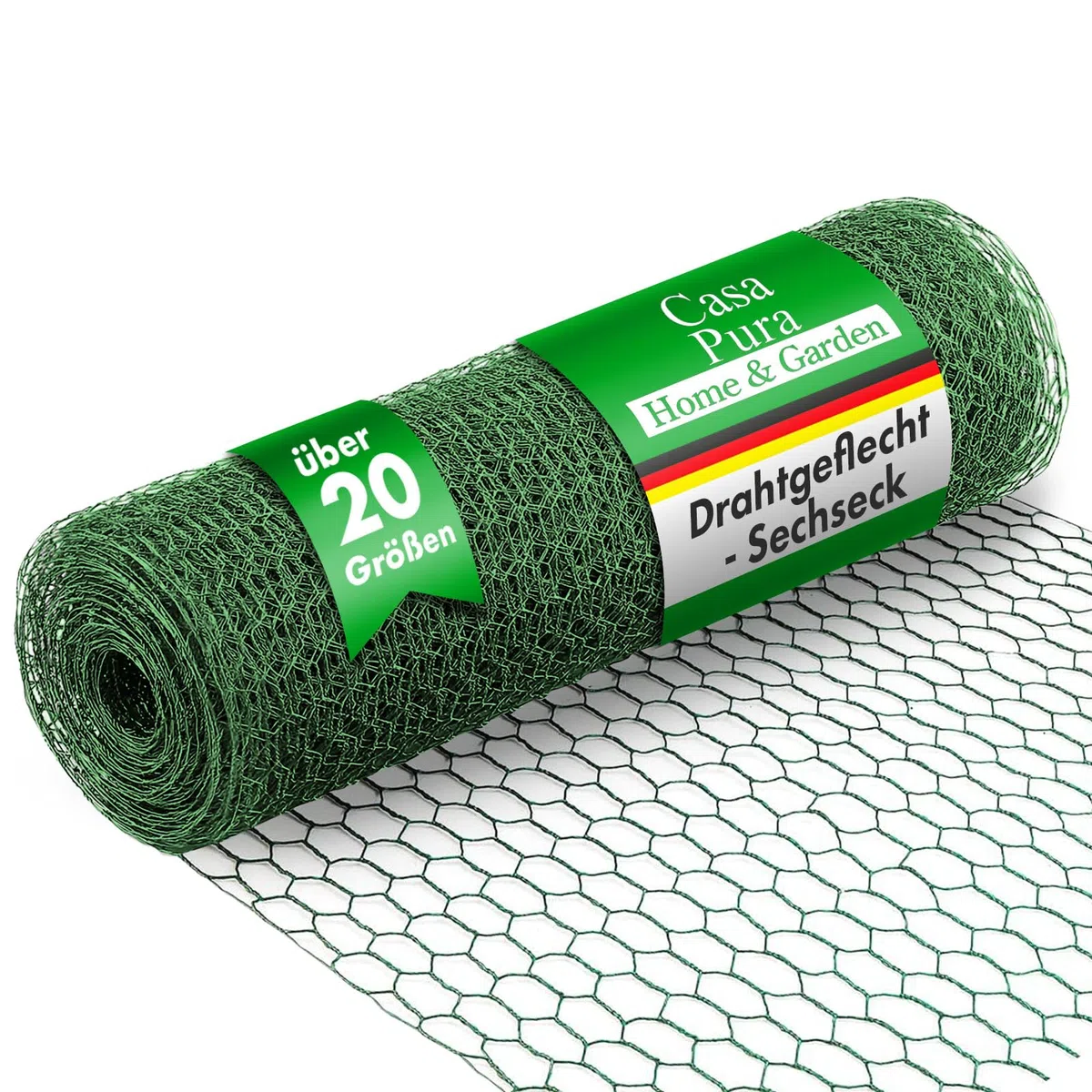 casa pura| Rouleau Grillage Triple Torsion - Maille Fine Hexagonal - Idéal pour protéger Votre Jardin/Vos Animaux, Lapins et Poules | 13 mm Maille | 50 cm x 25 m, Vert