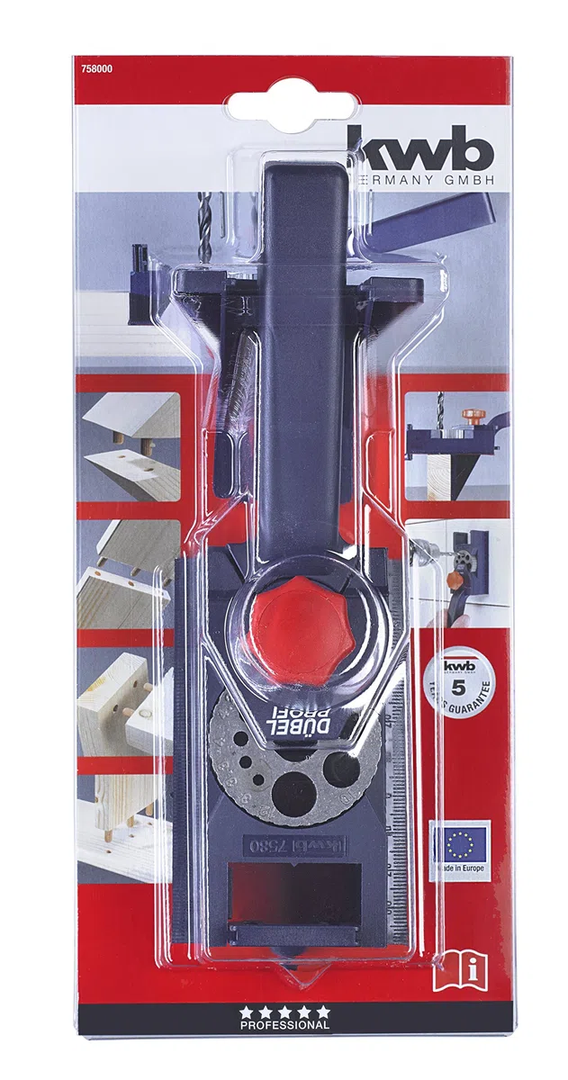 kwb Professionnel des chevilles - gabarit de perçage universel avec tailles de trous réglables, pour chevilles en bois, antidérapant, Ø44267mm