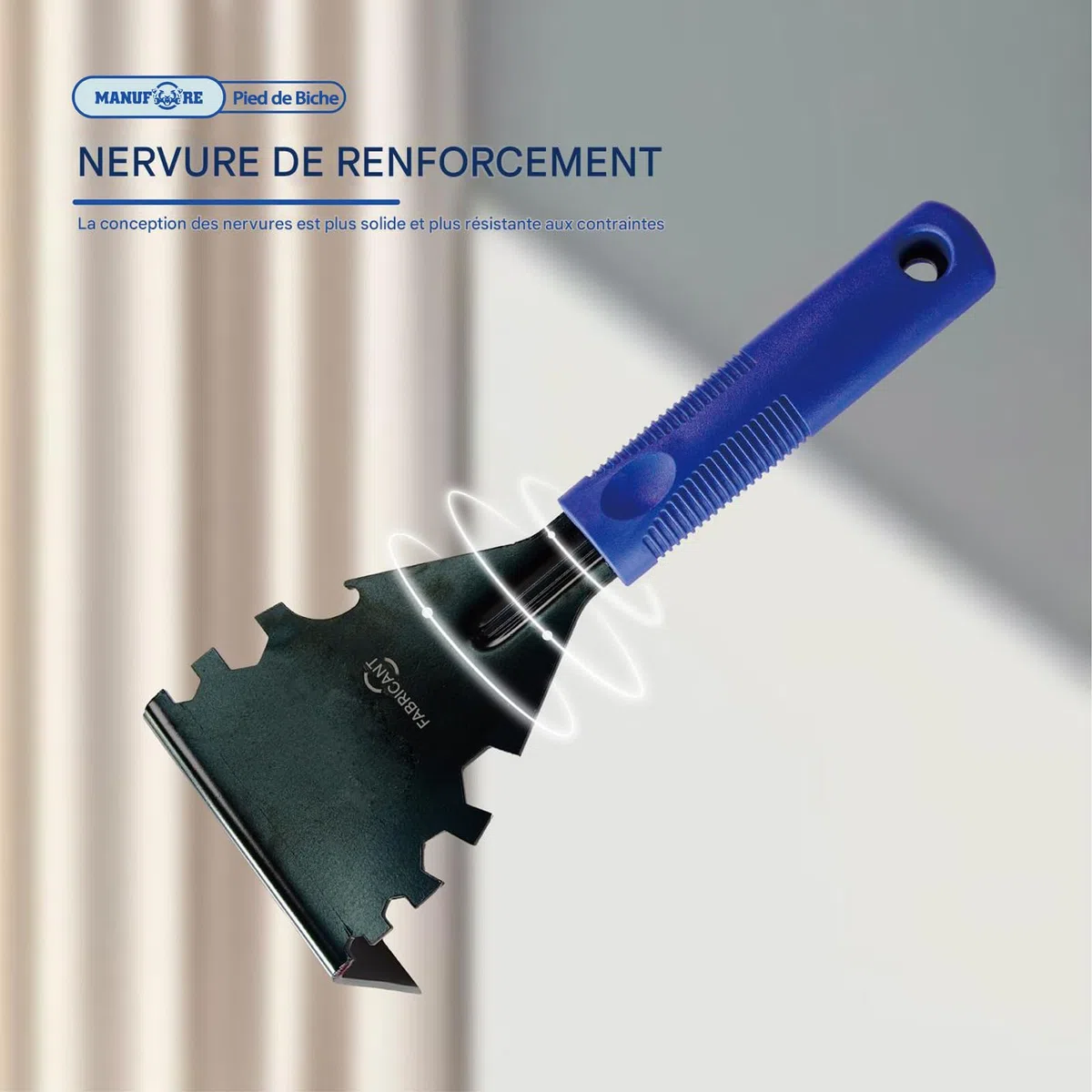 MANUFORE Arrache-moulure/Pied de biche multifonction – Outil de démolition pour plinthes, planchers en bois, cadres de porte et carreaux (Bleu)