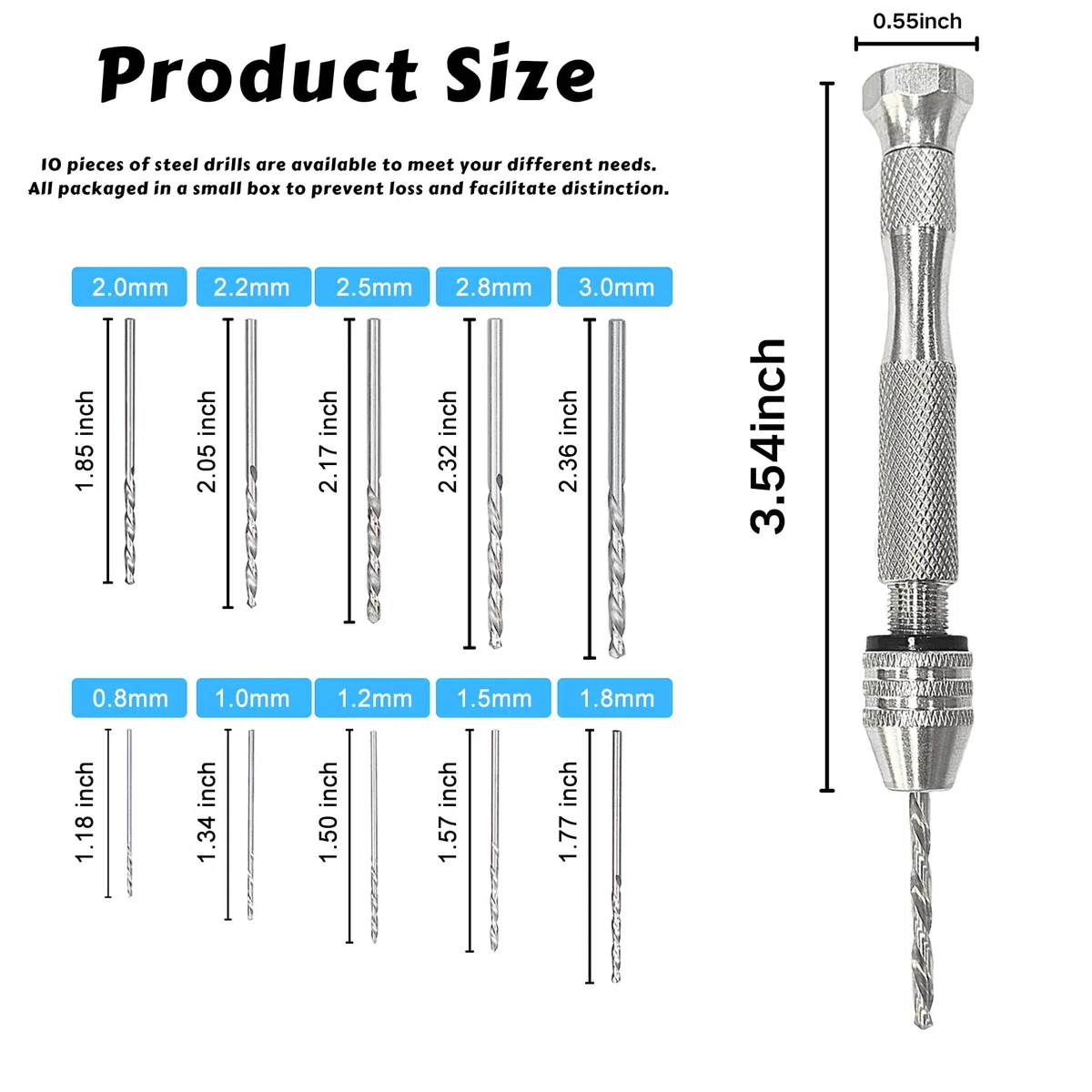Kit De Perçage Manuel, Mini Perceuse À Étau Pour Moules En Résine, Perceuse De Bricolage Avec Mèches Hélicoïdales De 0.8-3Mm, Petite Perceuse Manuelle Pour L'Artisanat, La Sculpture, Le Modélisme