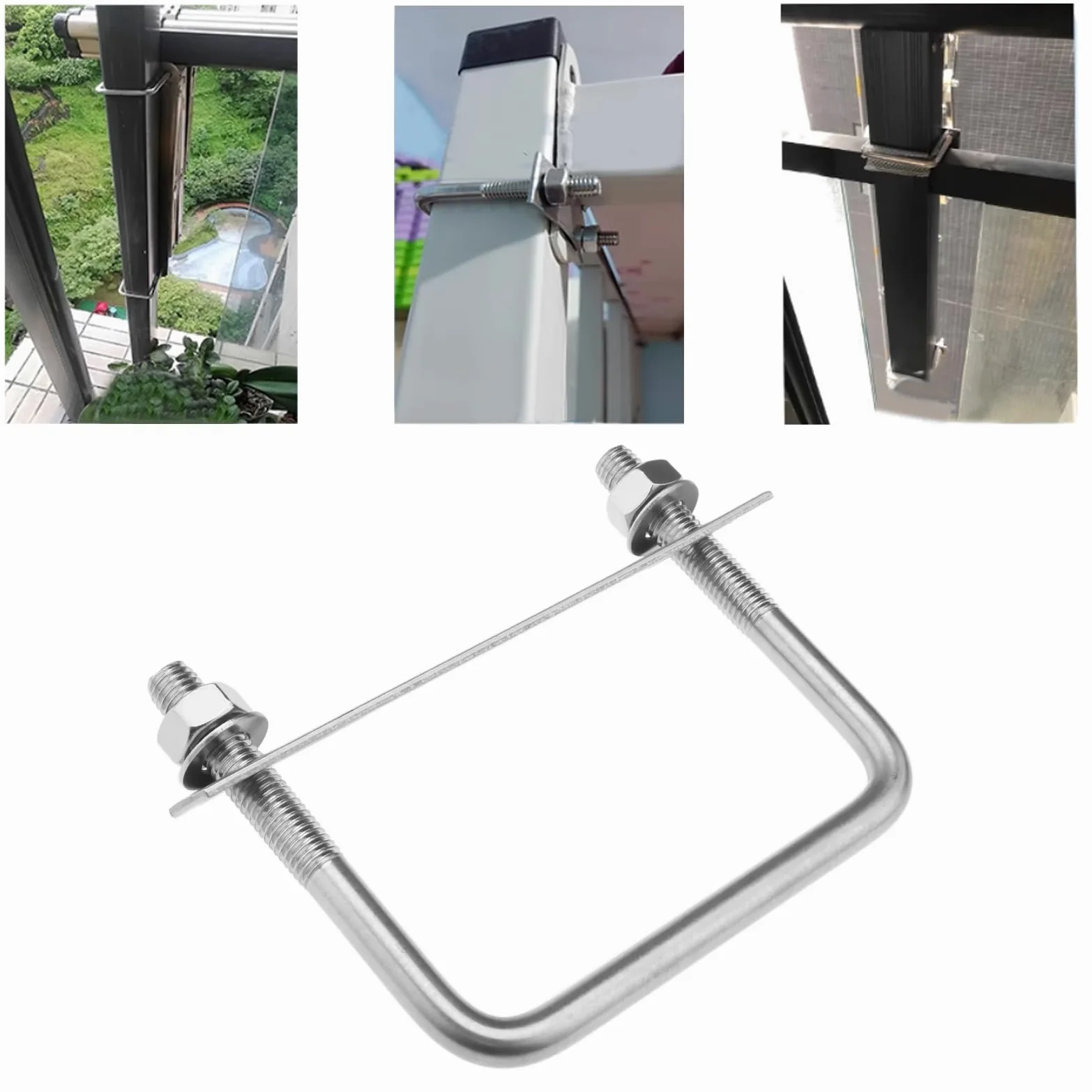 SG Store 2pcs Boulons en U Carrés M10 Filetage 100mm Largeur Intérieure 100mm Longueur Boulon de Aerrage en Forme de U en Acier Inoxydable 304 Écrous et Plaques pour Véhicules Pipelines Bâtiments
