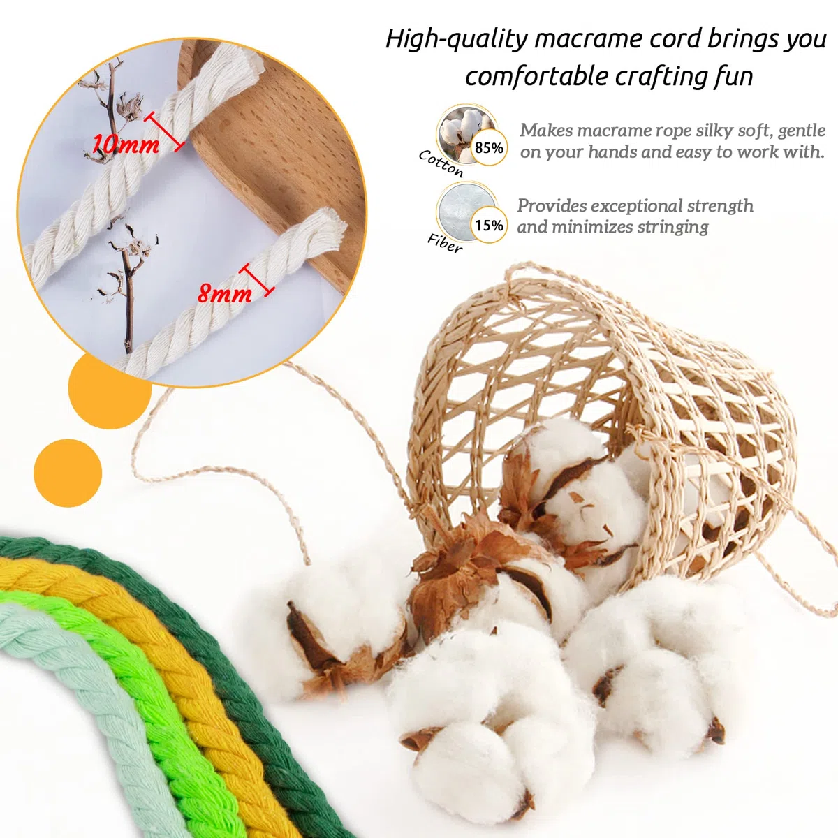 Corde Macramé 10mm, 23m Fil Macramé Ficelle Corde Cordon Coton Naturelle, Grosse Corde Douce pour DIY, Porte Plante Mural, Jardin Décoration, Artisanat (Rose Rouge)