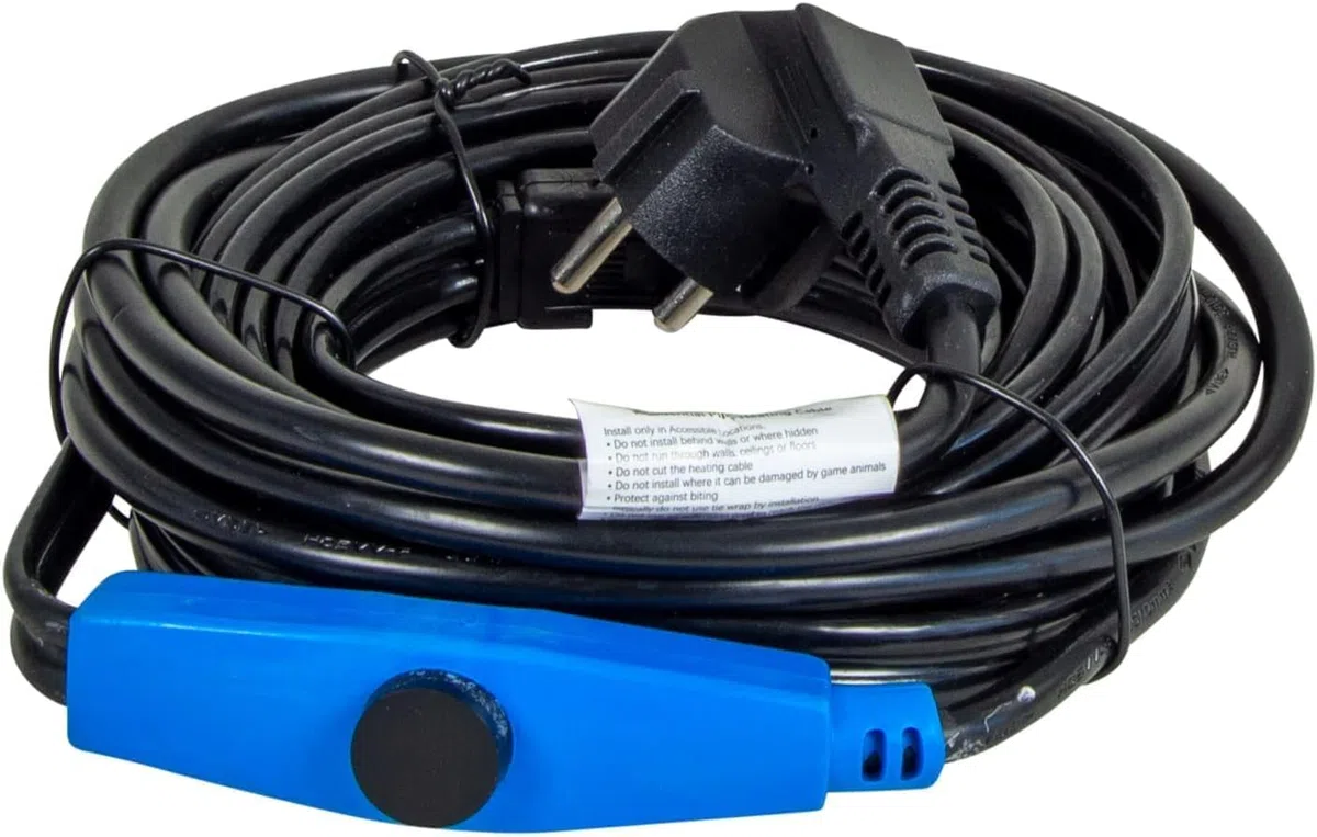 horizont Câble chauffant antigel avec thermostat de 2 m, idéal pour conduite d'eau ou comme chauffage des plantes, chauffage de gouttière étanche, chauffage de gouttière, chauffage auxiliaire de tuyau