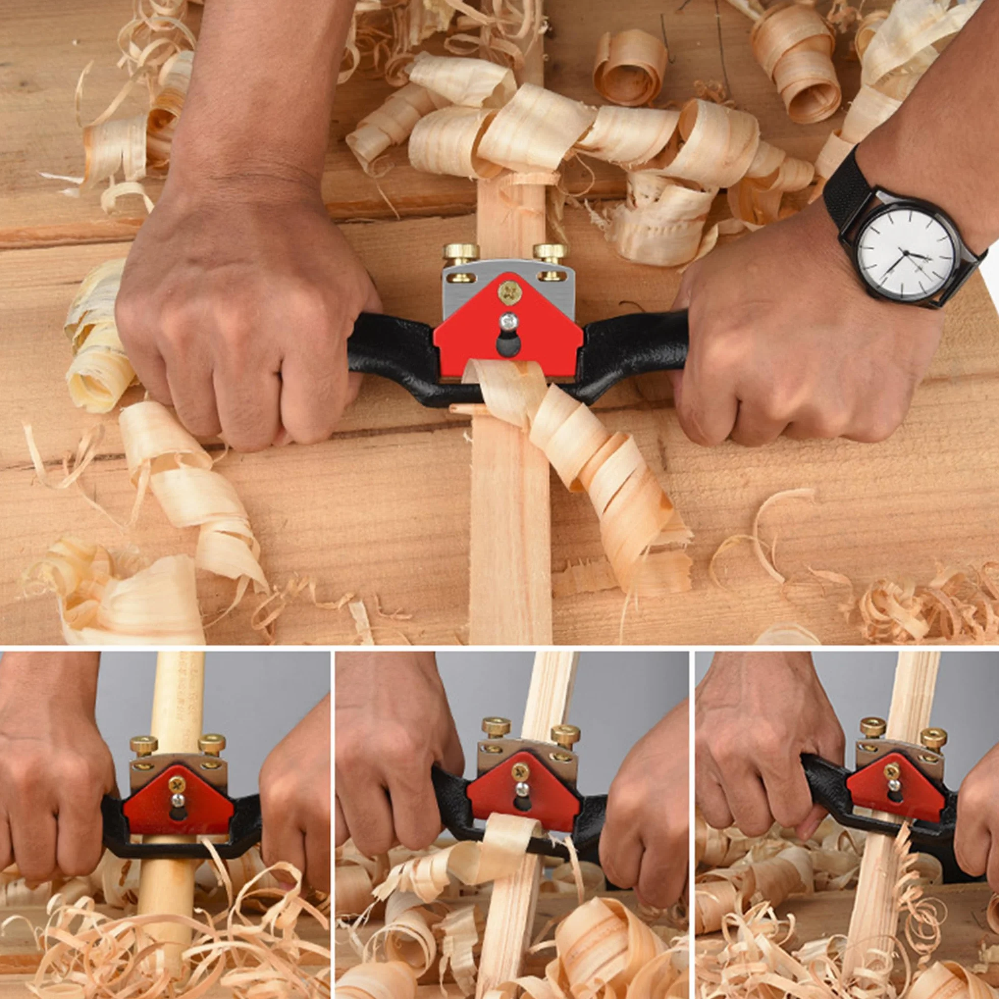 MINGZE Travail du bois Ajustable Coupe Bord Parlait Se raser pour Sculpteur sur bois, Rabot à main en bois de rabot de plan pour le bois dur de charpentier de bois dur (9 pouces)
