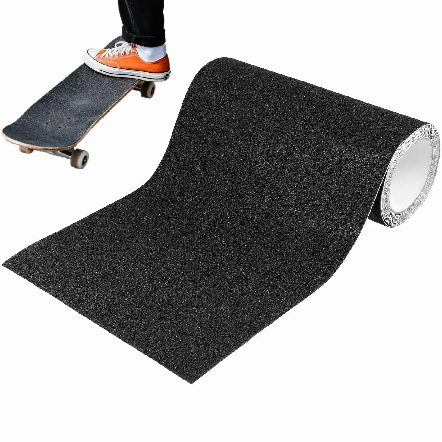 SINJEUN Ruban adhésif antidérapant - 25 cm x 5 m - Noir - Pour escaliers, marches