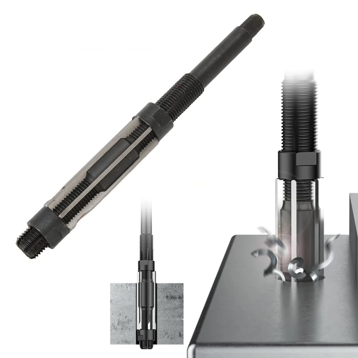 Alésoir Réglable 19-21mm 9SiCr Alésoir à Main Extensible à 6 Cannelures pour Perceuse