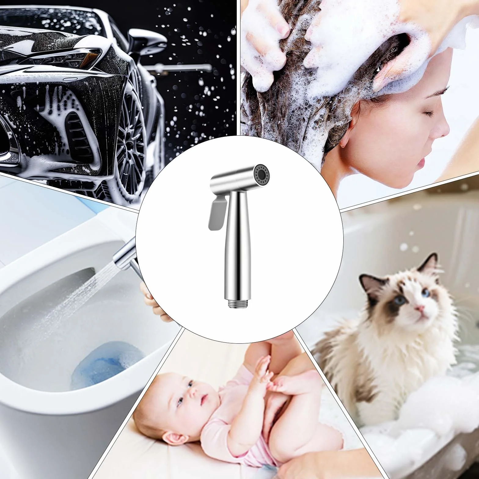 Pulvérisateur de bidet à main WEIDMAX, kit de pulvérisation en nickel brossé en acier inoxydable, nettoyant pour couches en tissu de salle de bain, buse de douche antirouille portable (G1/2''-3/8'')