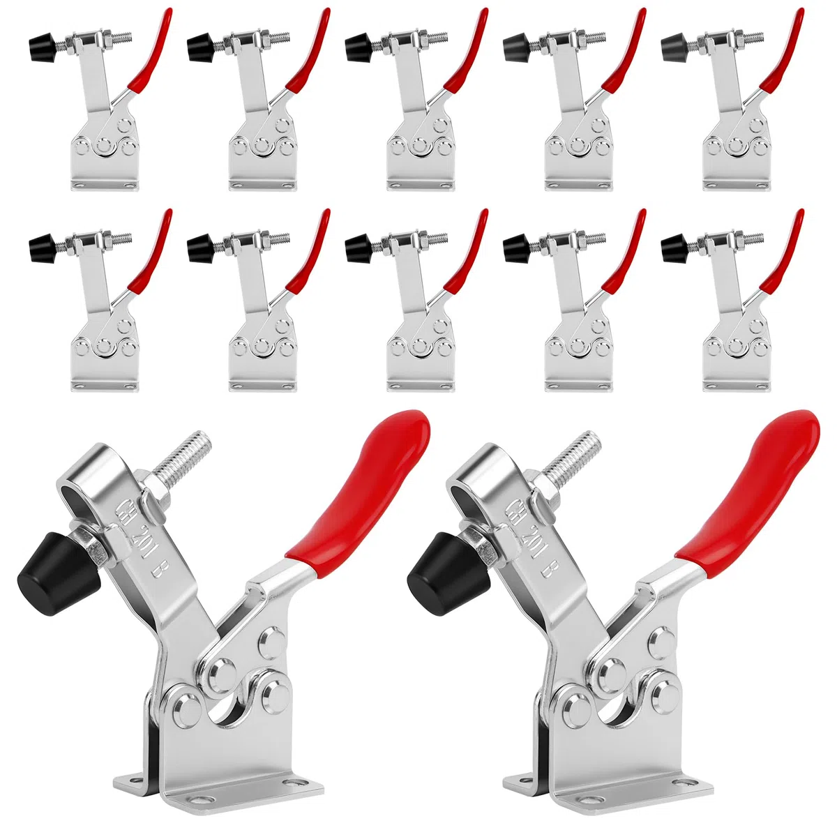 12 Pièces Pinces à Levier GH-201-B, Pinces à Levier, Tendeurs de Levier de Genou 90 kg Pince à Dégagement Rapide Horizontale, adapté au Bois, au Soudage, aux Machines et à L'artisanat