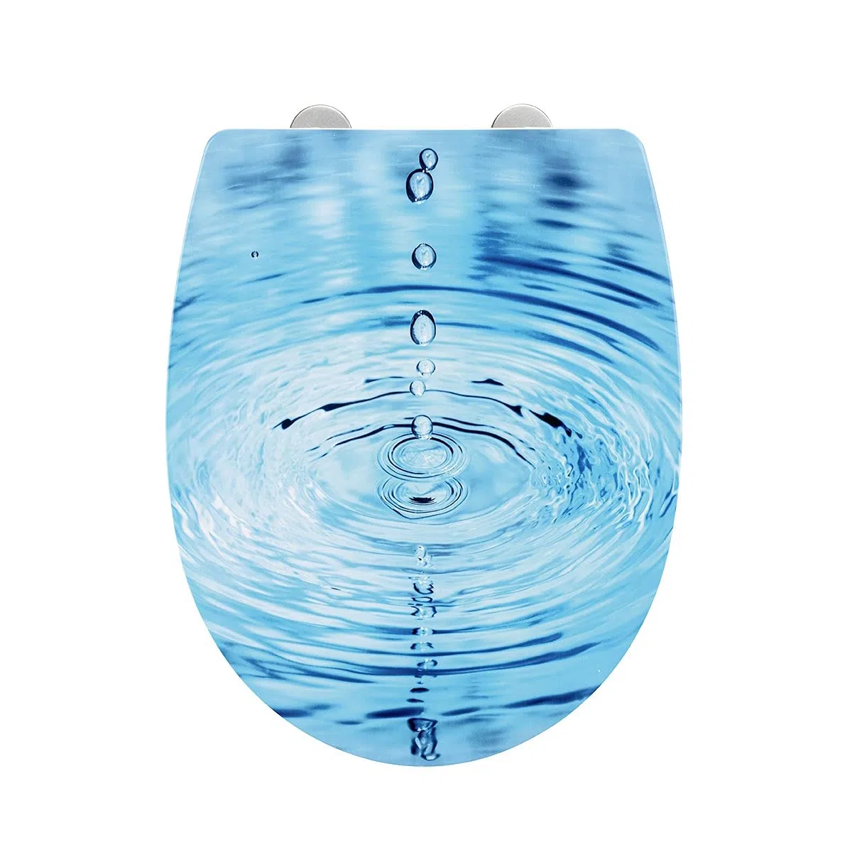 WENKO Abattant WC Original Goutte d'eau | Abattant WC avec Frein de Chute | Fixation Simple et Rapide en INOX Flix-Clip | Duroplast | 46,5X38,5x6 cm | Bleu