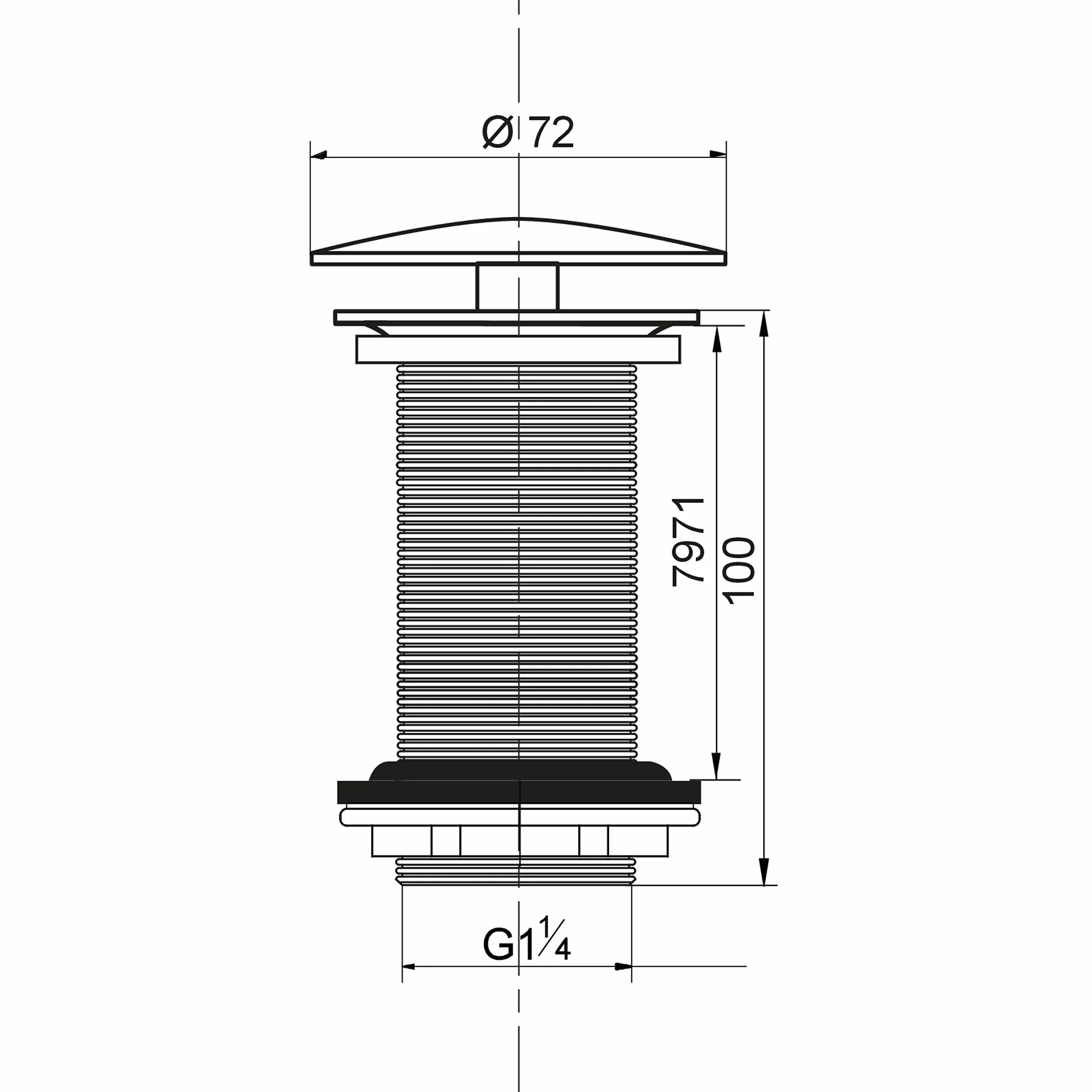 Wirquin 30723425 Bonde de lavabo design à écoulement libre permanent sans corps de bonde, chromé