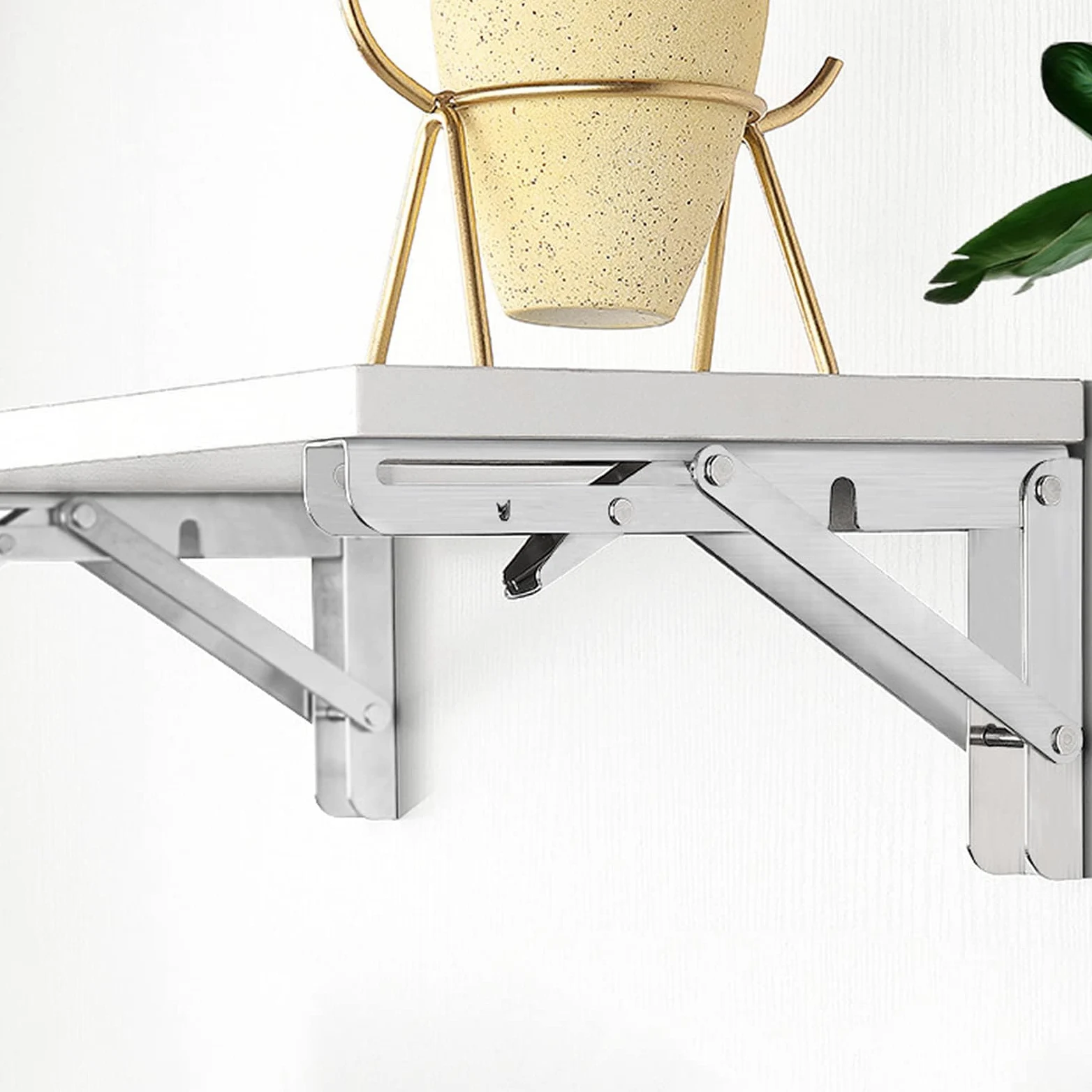 Équerres Murales Pliantes 300mm– Lot de 4 Support Étagère Inox Charge Lourde – Consoles Rabattables pour Table, Cuisine, Atelier & Garage