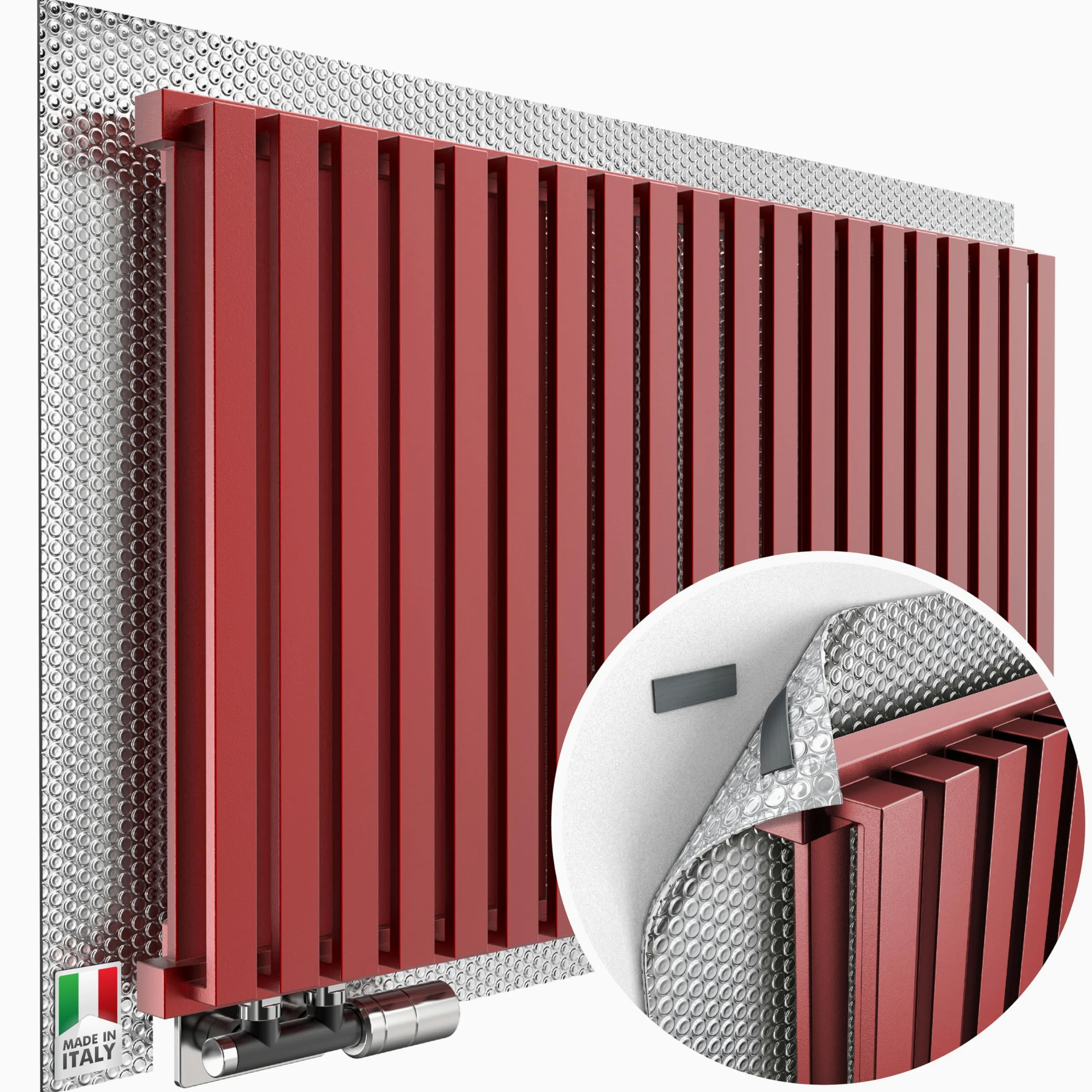 Panneau isolant pour radiateurs | isolation thermique et thermique pour radiateurs | 300 x 75 cm | Fabriqué en Italie | Système de fixation magnétique anti-condensation | Économie d'énergie et