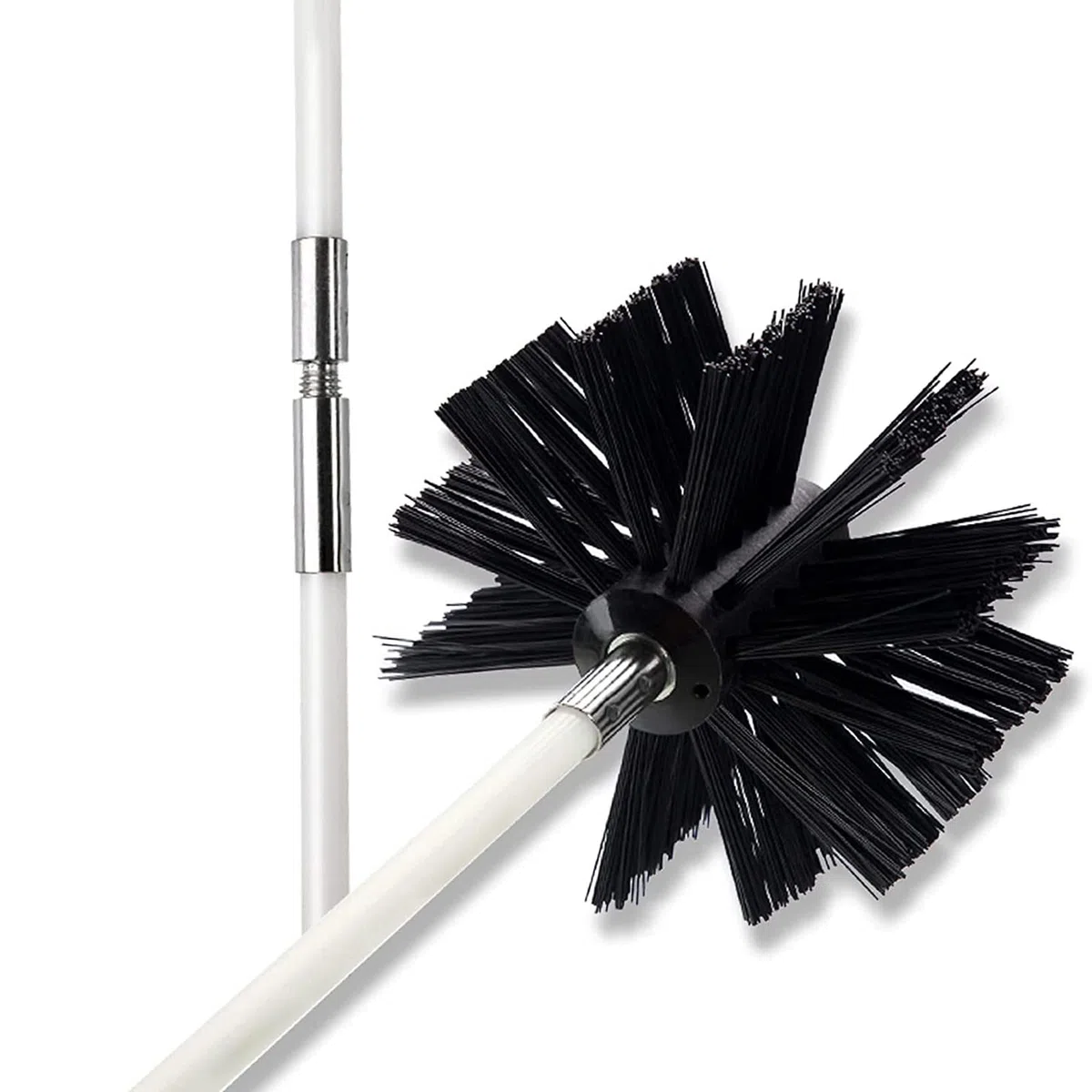 Kit de Nettoyage de Cheminée avec 6 Tiges en Nylon Souple, Brosse de Nettoyage de Conduit et Tuyau (Noir)