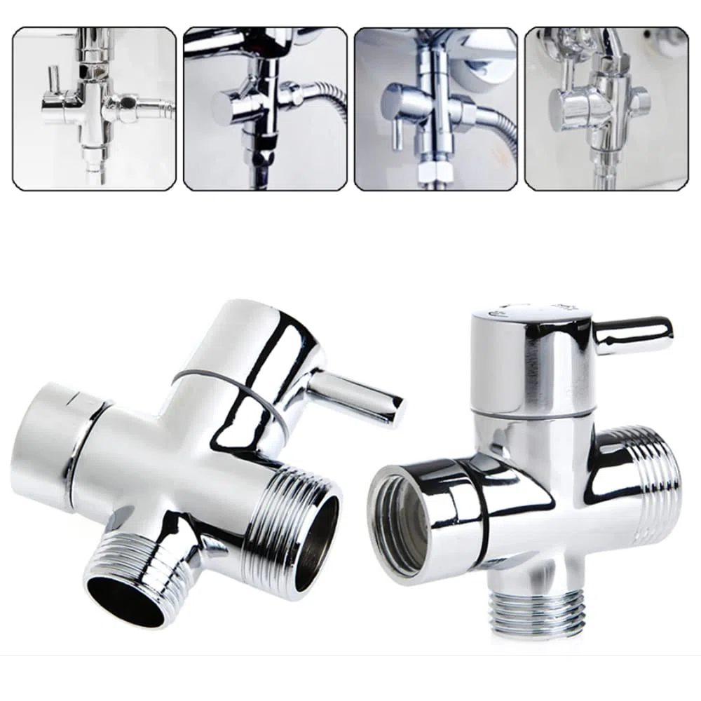 Vanne de dérivation de douche, adaptateur en T à 3 voies pour inverseur de bras de douche, entrée mâle G1/2 x sortie G1/2 et G3/4