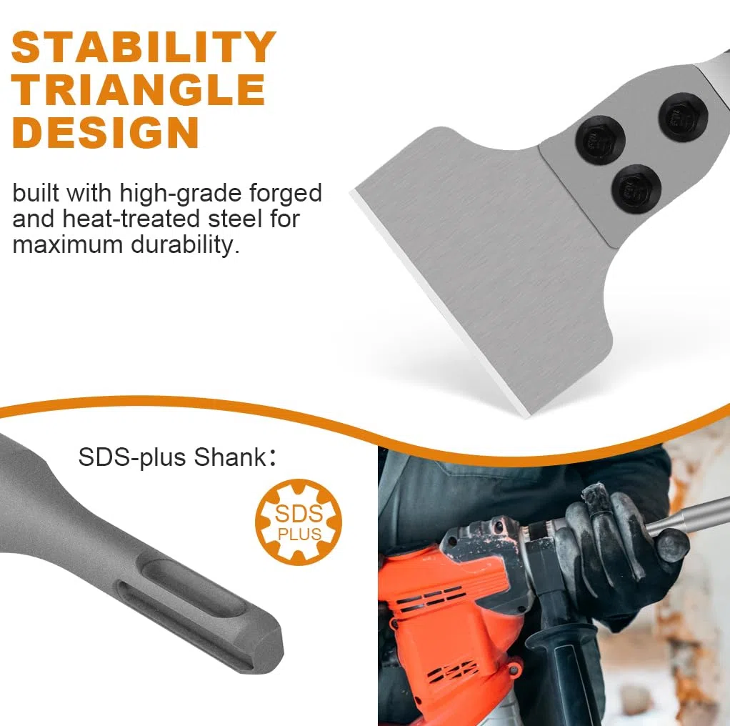 Flintronic Burin à Spatule SDS Plus, Burin SDS Plus Carrelage 280 x 100mm, Burin à Carrelage Burin Plat pour Rainurer les Carreaux, Enlever l'adhésif pour Carrelage et Sol, Burin Perforatetur SDS-Plus