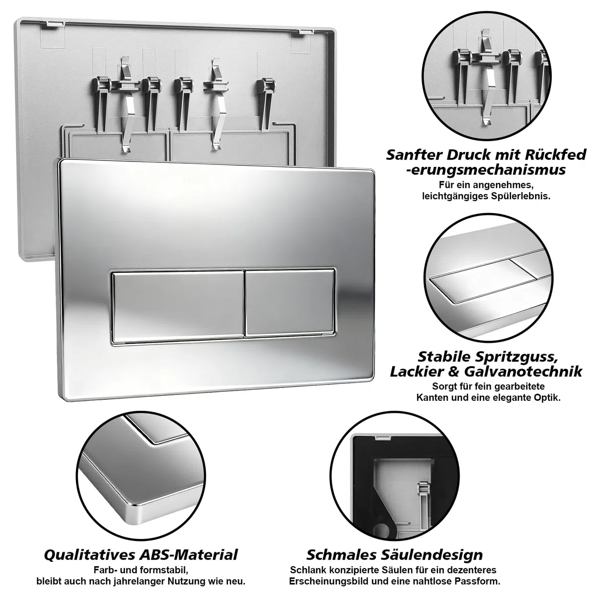 Plaque de commande wc suspendu, plaque de déclenchement wcà double chasse d’eau, compatible avec GEBERIT SIGMA01 UP300/320, 115.770.11.5, (Argent électrolytique)
