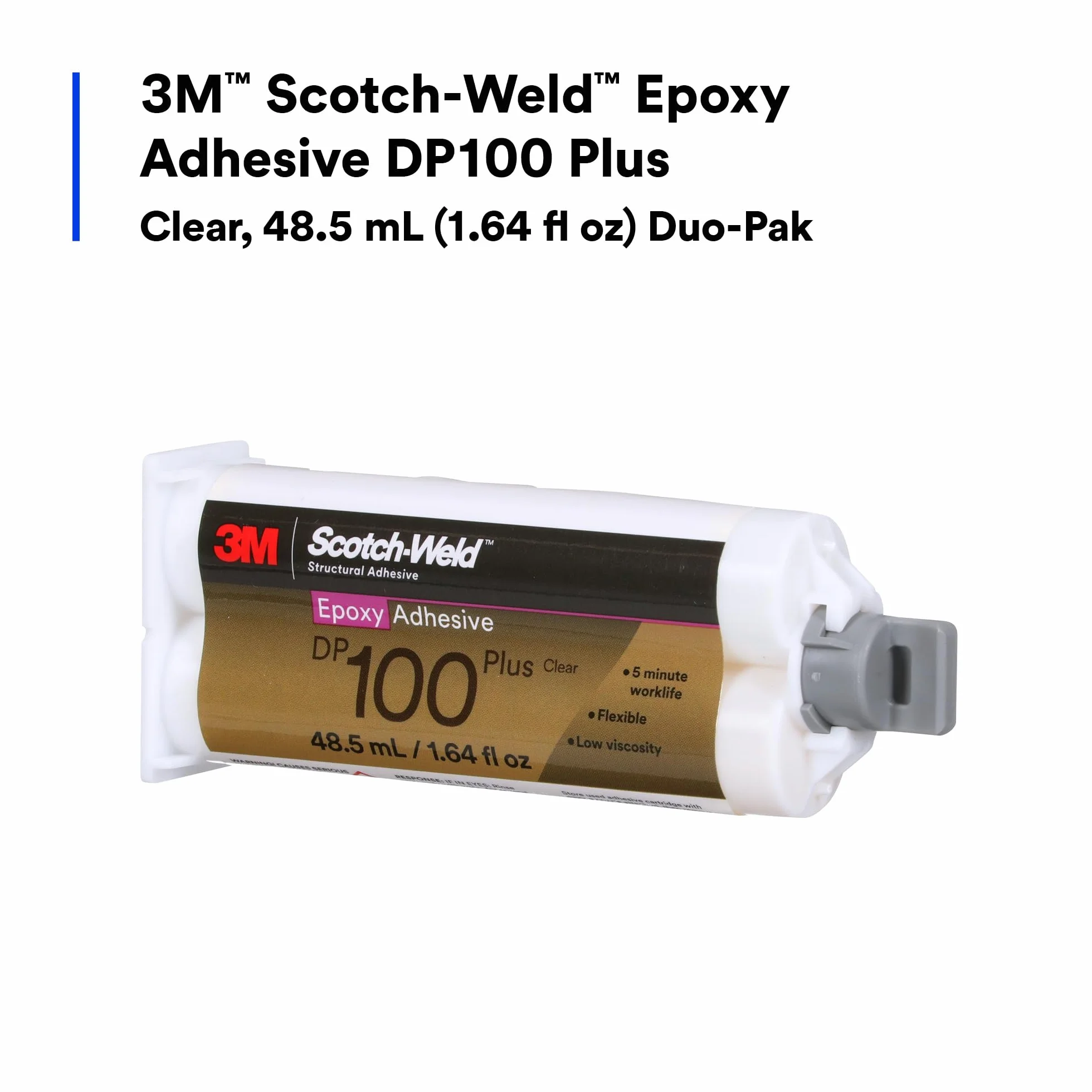 3M Scotch-Weld 08976 Adhésif époxy, plus 47,9 g, applicateur nécessaire, DP100Plus, transparent