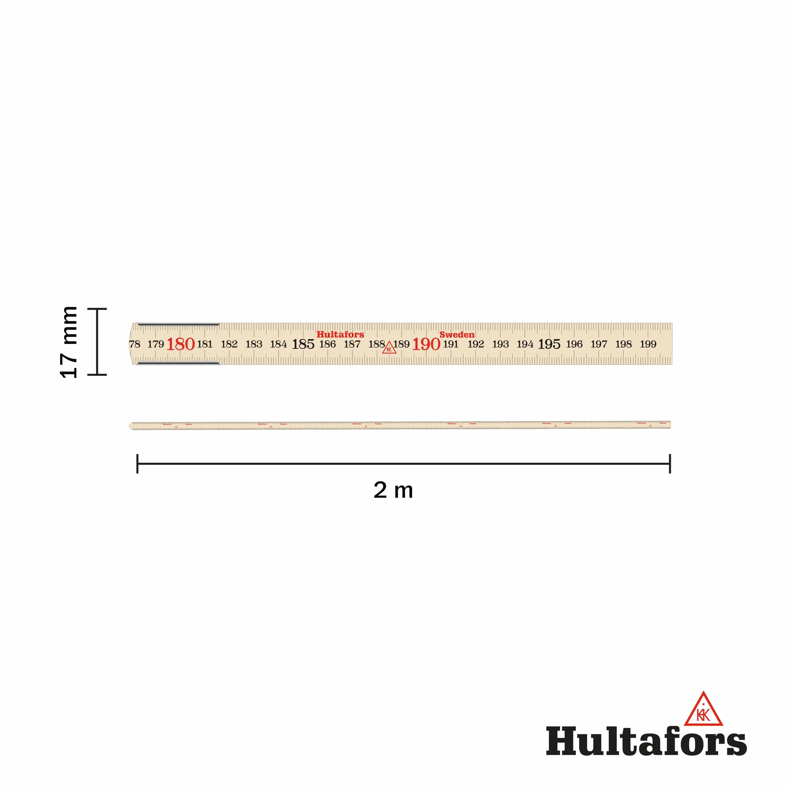 Lot de 3 mètres de contact I Hultafors I Mètre à maillons 2 m avec graduation inversée pour les mesures ajustées I Fabriqué en Suède I 3 x 2 m Mètre pliant en bouleau I 101804