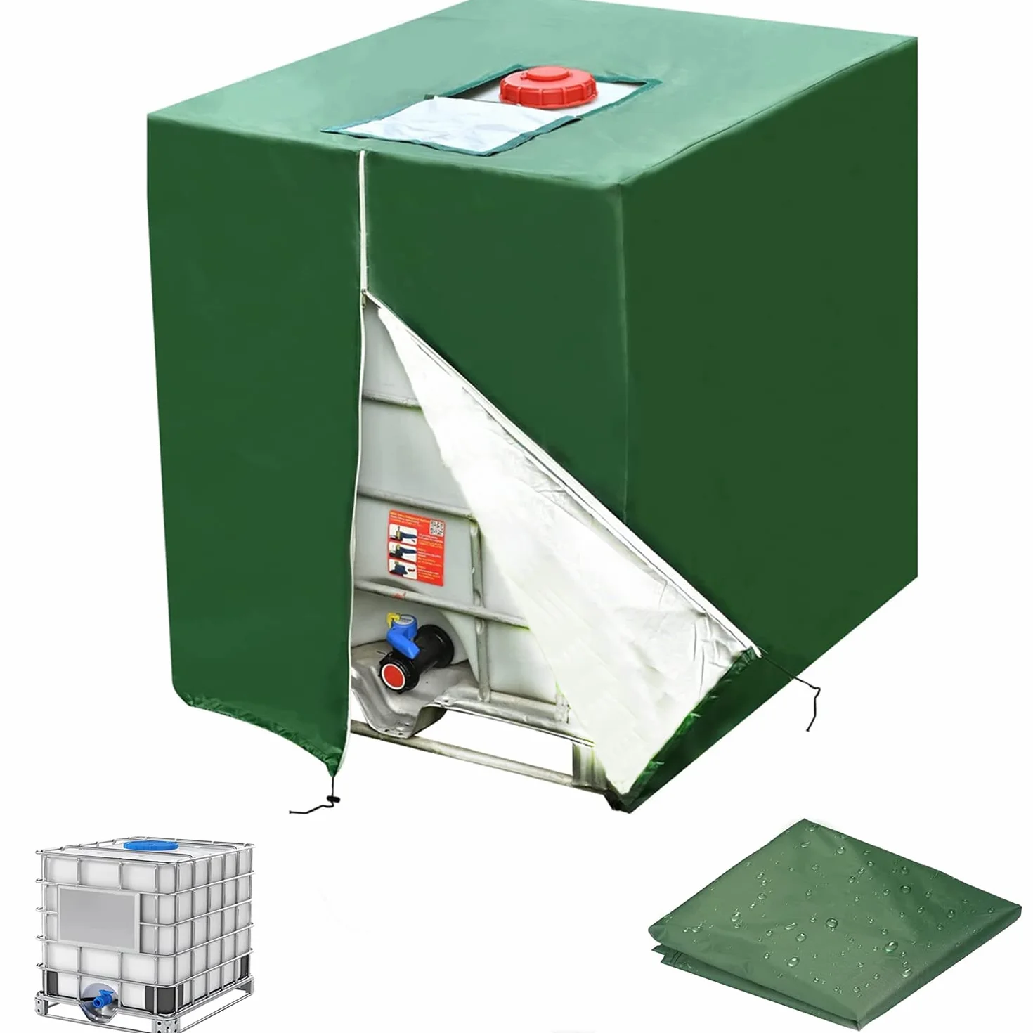 Bache pour Cuve 1000L IBC,Housse de Protection, Anti-UV Anti-poussière Couverture Container Réservoir IBC,Bâche de Protection, éTanche,(120 x 100 x 116 cm)