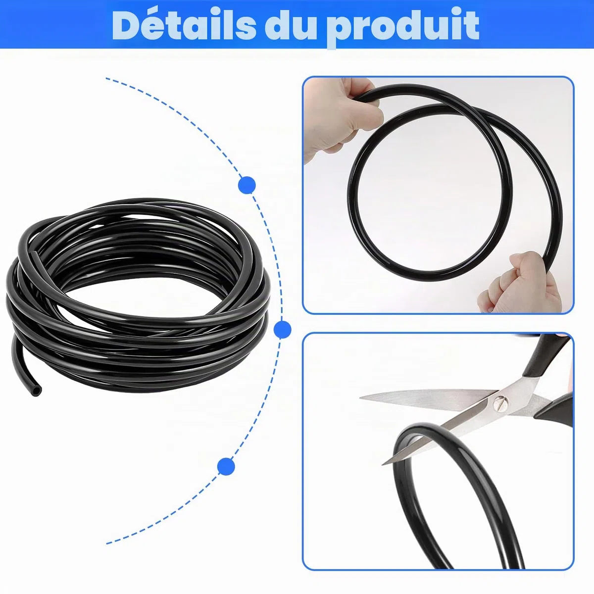 20m Tuyau Pneumatique, Tuyau Pneumatique 6mm avec 4 Connecteurs Pneumatiques, pour Equipements Pneumatiques, Industriels et Domestiques (Noir)