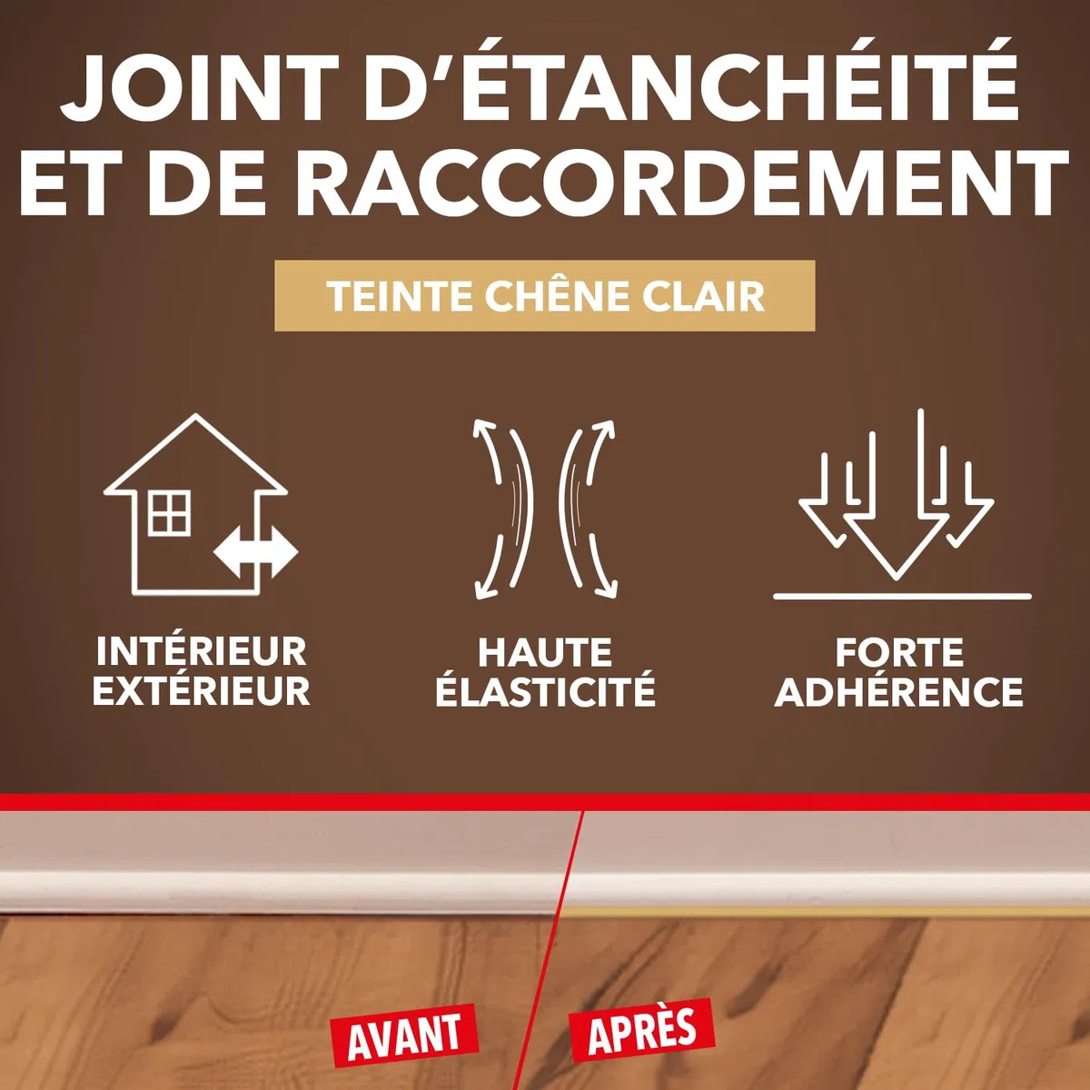 SINTO Joints Multi-Matériaux Chêne Clair - 300ml - Idéal pour les Endroits Difficiles d'Accès - Isole Parfaitement - Adhère Facilement - Sans Odeur (Lot de 2)