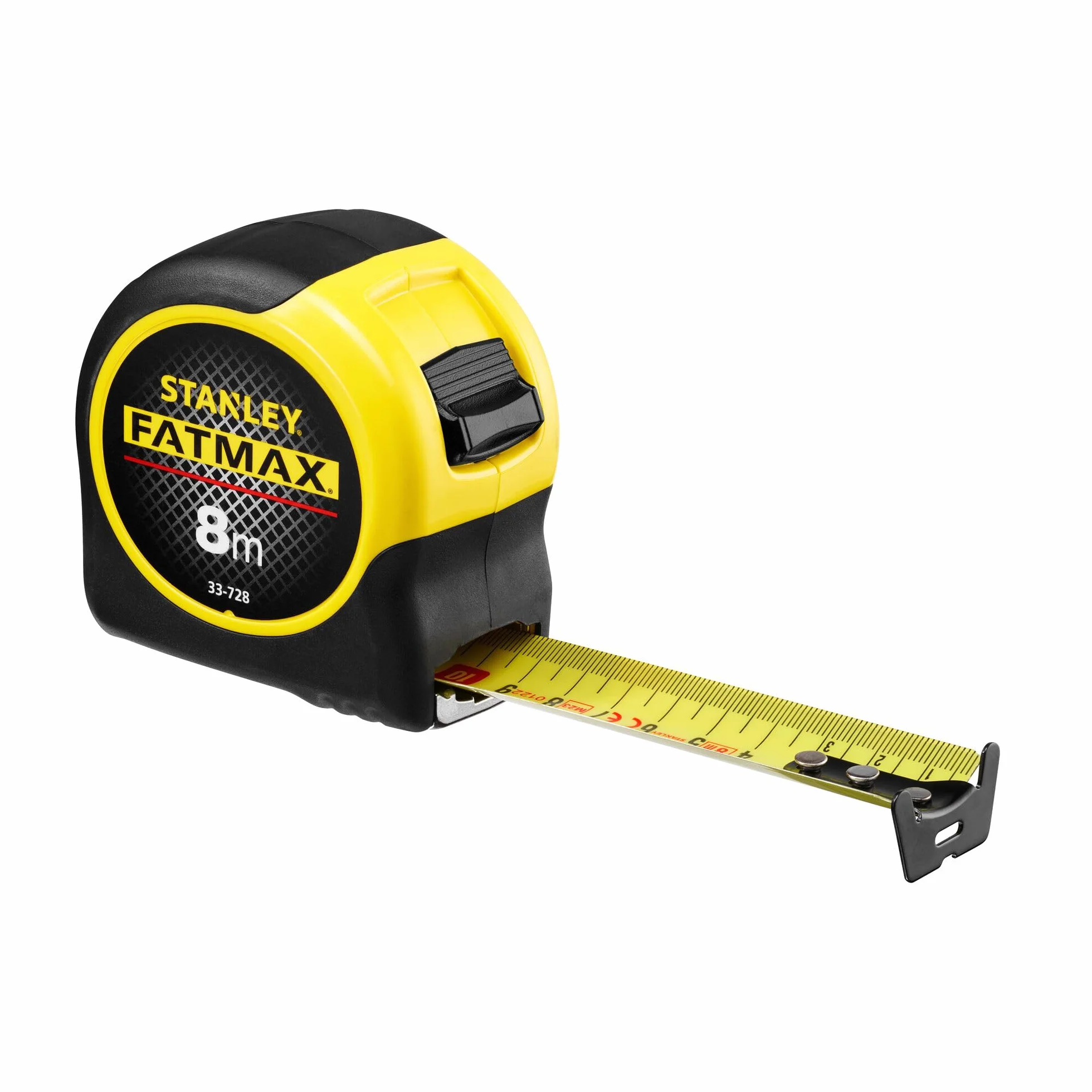 STANLEY 0-33-728 Mètre Ruban 8M - Gamme FATMAX - Revêtement Blade Armor - Ruban Ultra Épais - Plus Résistant - Revêtement Mylar Anti-Abrasion Et Anti-Corrosion