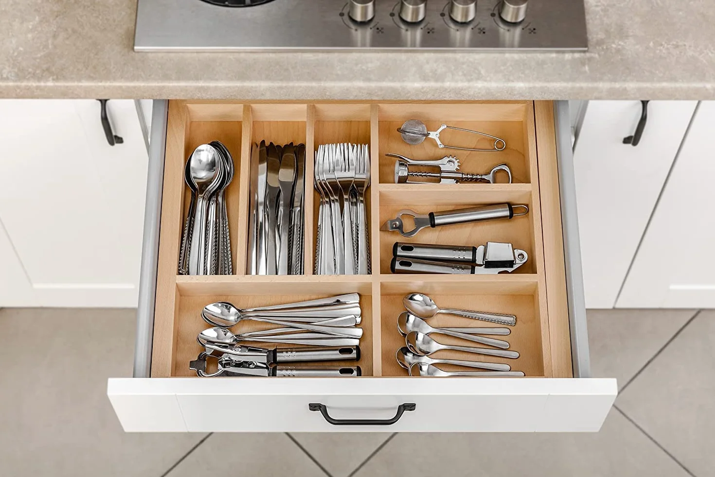 GTV - Système de Tiroirs Axis Pro, Ensemble de Tiroirs, Extraction Totale, Amortissement Intégré, Charge 40 kg, Tiroir Coulissant avec Fermeture Douce - Largeur 400 mm, Hauteur 120 mm, Blanc