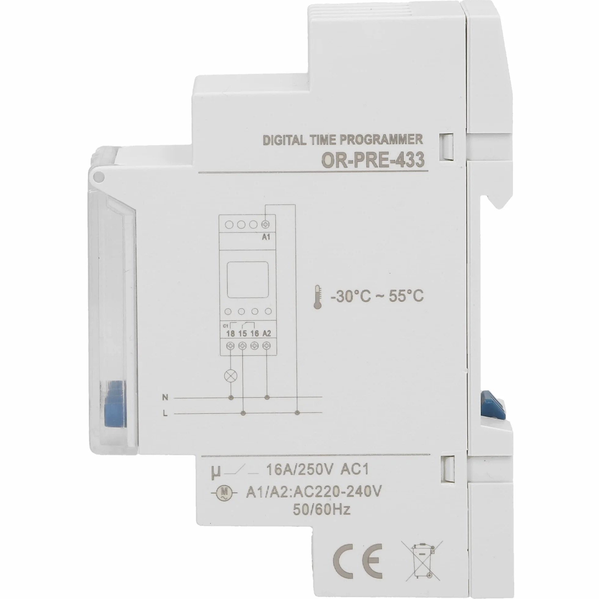 ORNO PRE-433 Minuterie Relais Temporisé Minuteur Numérique pour Montage sur Rail DIN Indicateur LED avec 52 Programmes Programmable