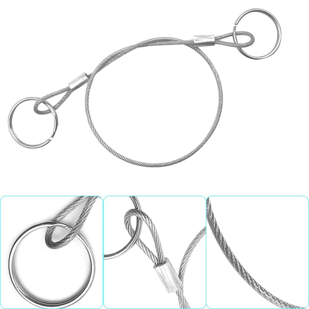 YuCool Lot de 12 cordons métalliques en acier inoxydable 316 avec revêtement en caoutchouc pour la navigation, empêche la perte et la suspension d'objets 2 mm