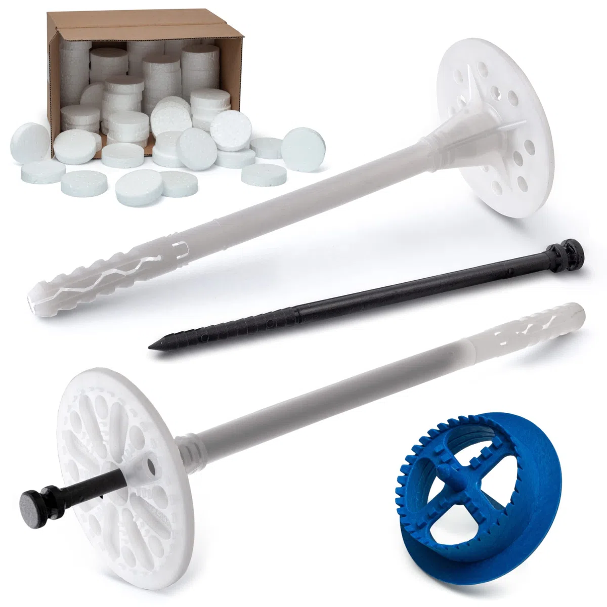 STRÜBER WDVS Lot de 100 chevilles isolantes avec clous en plastique Blanc Ø 10 x 70 mm