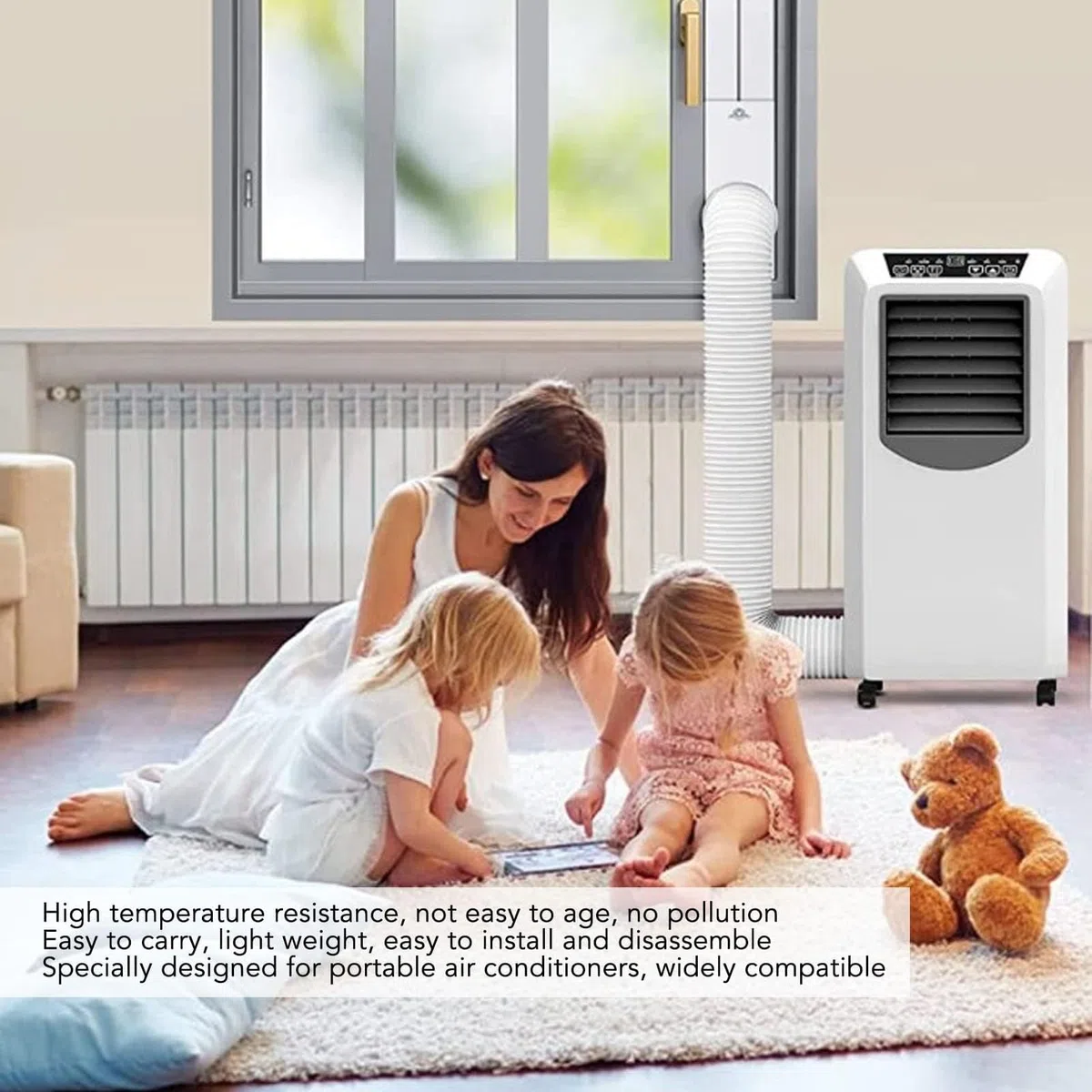 Kit d'évent de fenêtre de climatisation portable Plaque d'étanchéité de fenêtre régulable 16,9 à 55 pouces Convient à la maison et au bureau Plaque d'étanchéité de climatisation, 4 pièces