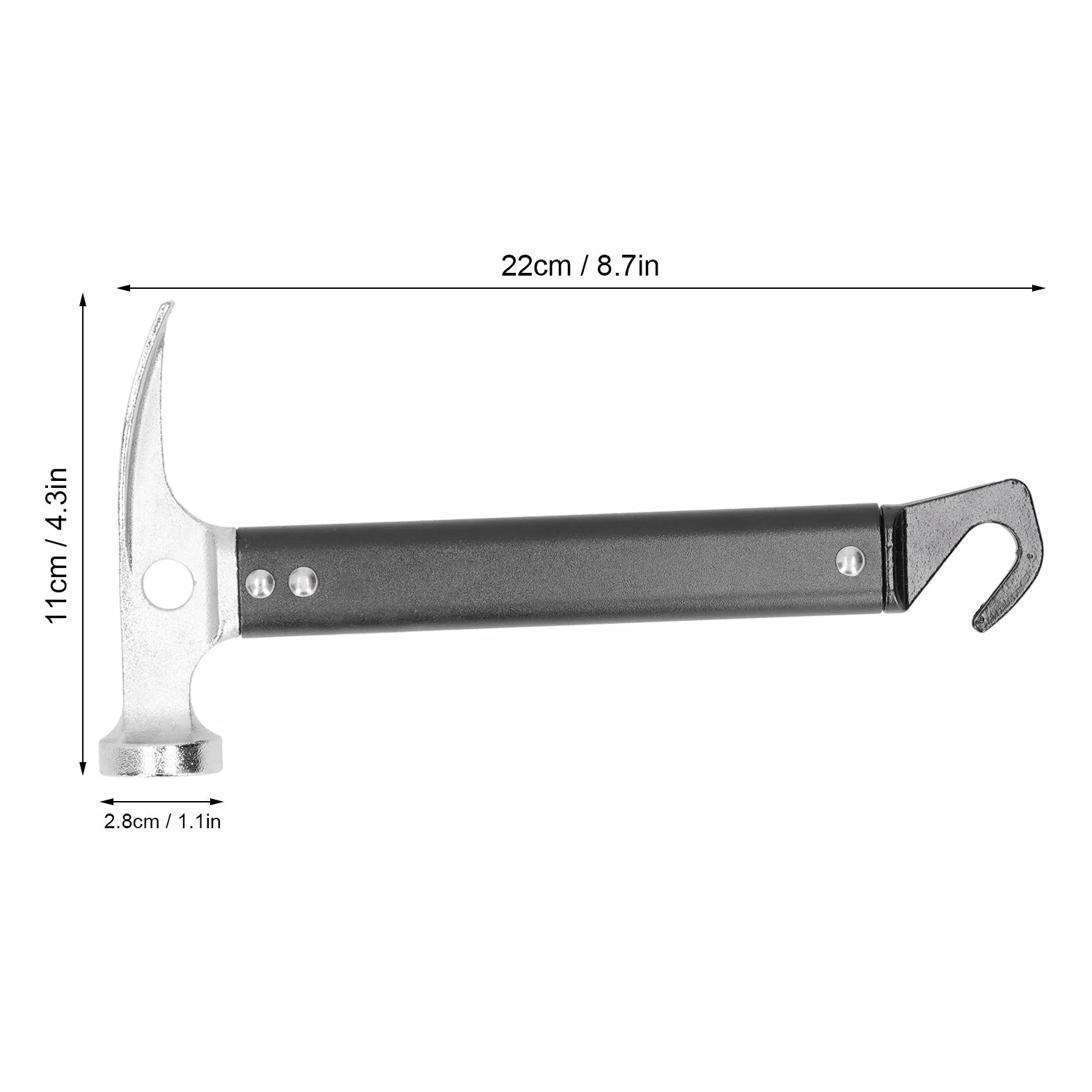 Marteau Camping avec Crochet, 22cm Maillet Camping, Marteau en Alliage d'aluminium, Accessoires Camping, Mini Outil Portable d'extérieur