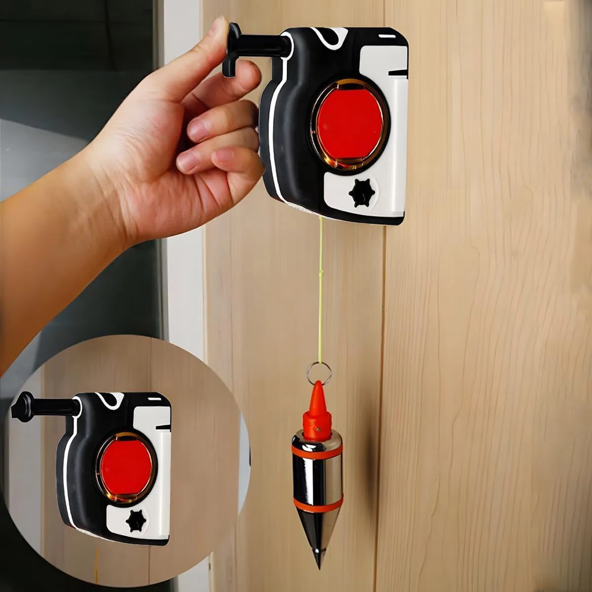 Fils À Plomb Magnétiques 4.5M, 11Oz(310G) Plumb-Rite Magnétique Avec Cordon de 4,5M/14,7Pi À Enroulement Automatique, pour Les Travaux de Construction, La Menuiserie, La Construction de Murs