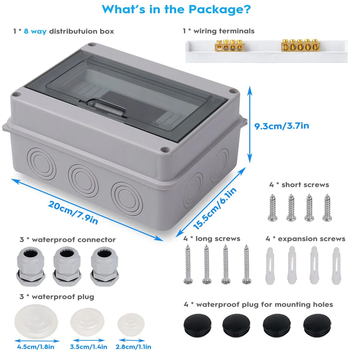 Coffret Electrique, Coffret Electrique Etanche Exterieur IP65, 8 Modules, Avec Terminaux, Rails Intégrés et Accessoires, Pour Une Utilisation à L'extérieur