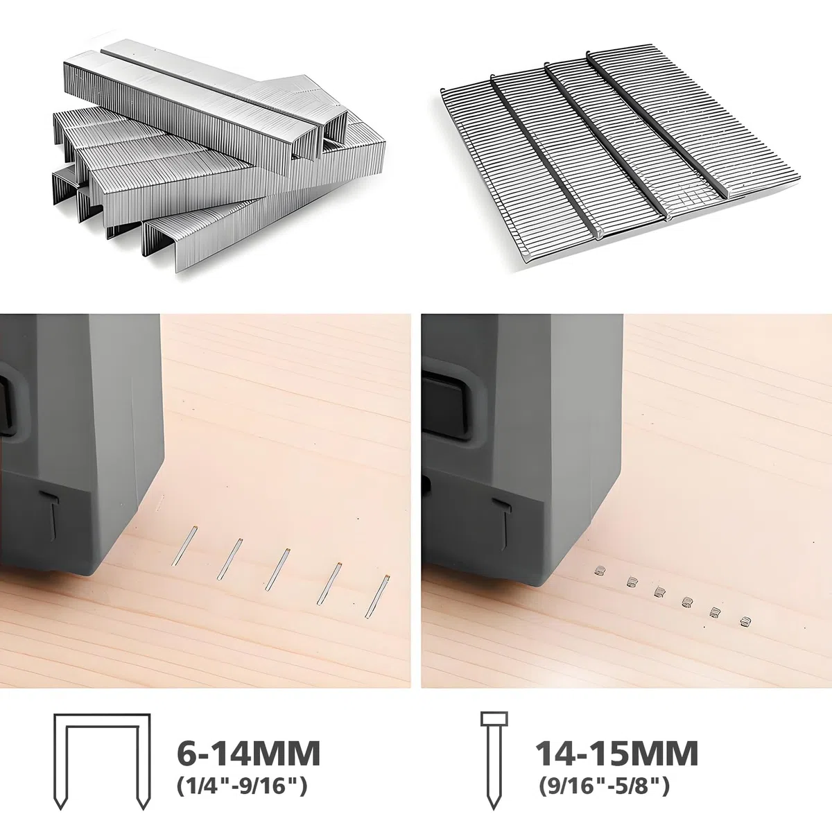 Agrafeuse et Cloueuse Électrique Sans Fil 4V 2-en-1, 6-14mm Agrafes & 14-15mm Clous, avec 400 Agrafes et 100 Clous, pour Tapissier, Bois et Bricolage