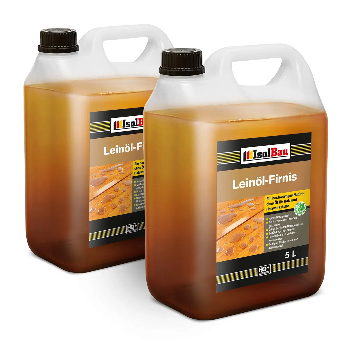 Isolbau Vernis à l’huile de lin doublement cuite 10 l - protection et entretien du bois - Couleur naturelle - Sans résine