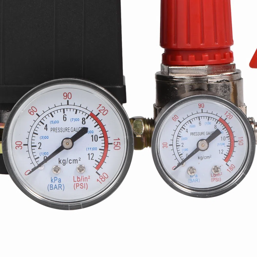 Artillery Commande de Compresseur D'air, Régulateur commutateur de Pression pour Pressostat Compresseur d'air de Petite Taille avec Manomètres pour une Décompression Rapide