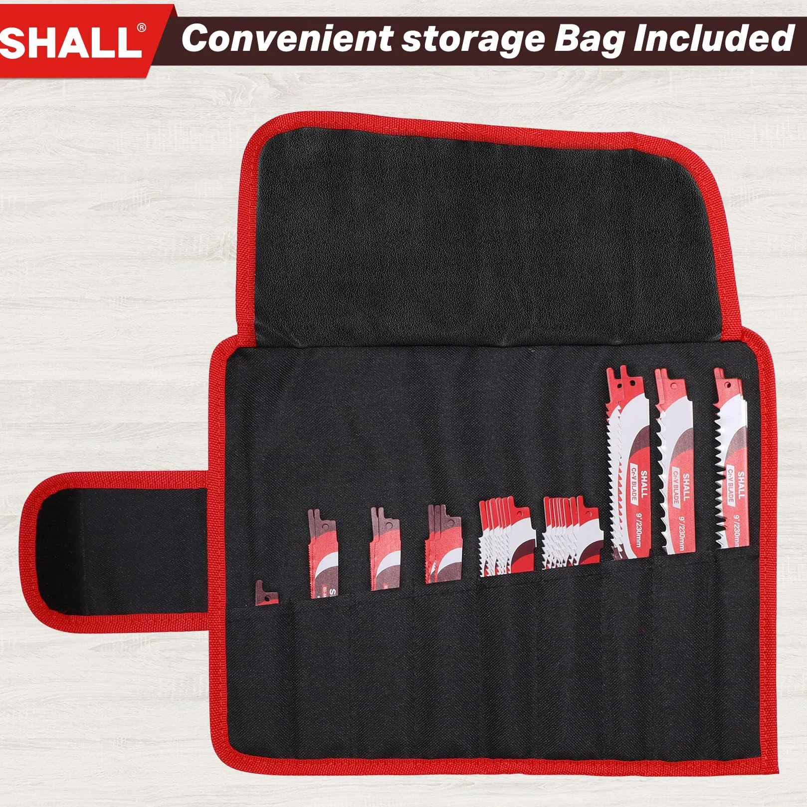 SHALL Lames de scie alternative (34 pièces) Kit de lames de scie de rechange en acier au carbure pour l'élagage des arbres, pour le bois, le métal et le plastique, avec sac de rangement