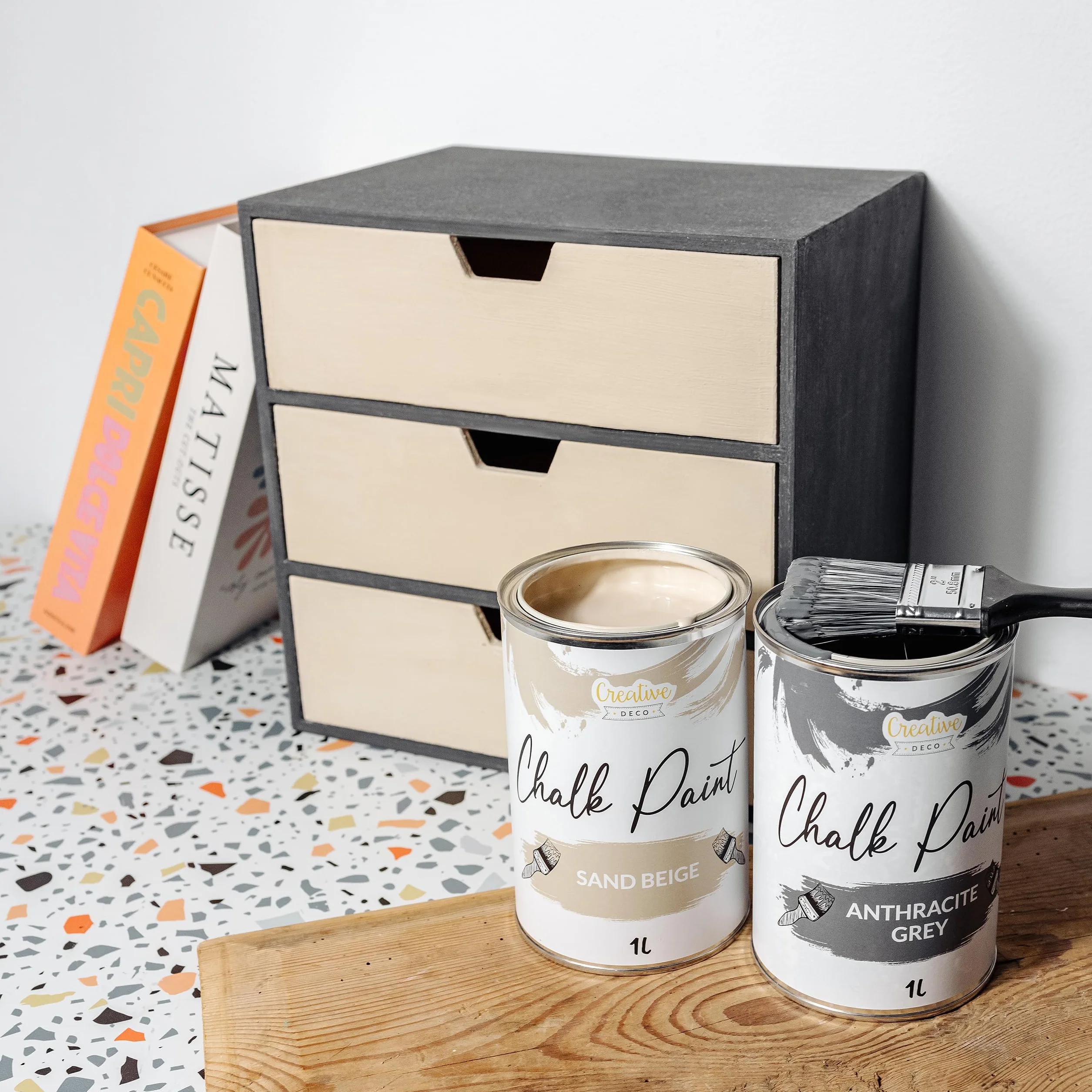 Creative Deco Peinture à la Craie Beige Sable | 1L | Mat et Lavable | Pour Bois et Meubles | Idéal pour Rénovation | Chalk Paint | Ardoise Craie | Mur Interieur