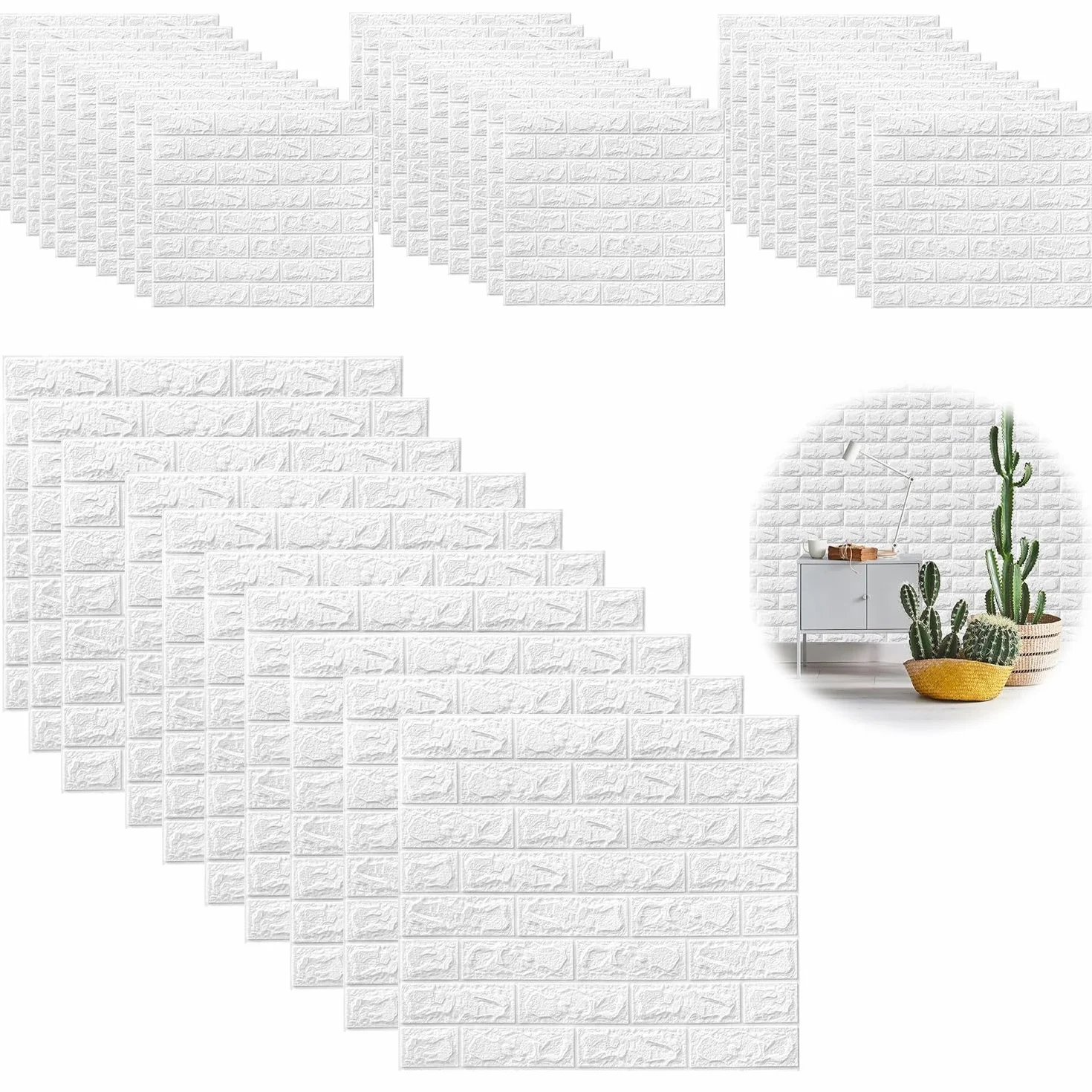 40 pièce Papier Peint 3D Brique Adhesif Mural, 35 X 38 cm Pierre Autocollant Mural, Dalle PVC Adhesive Murale, Panneaux Muraux 3d, Panneau Revetement Mural Decoratif