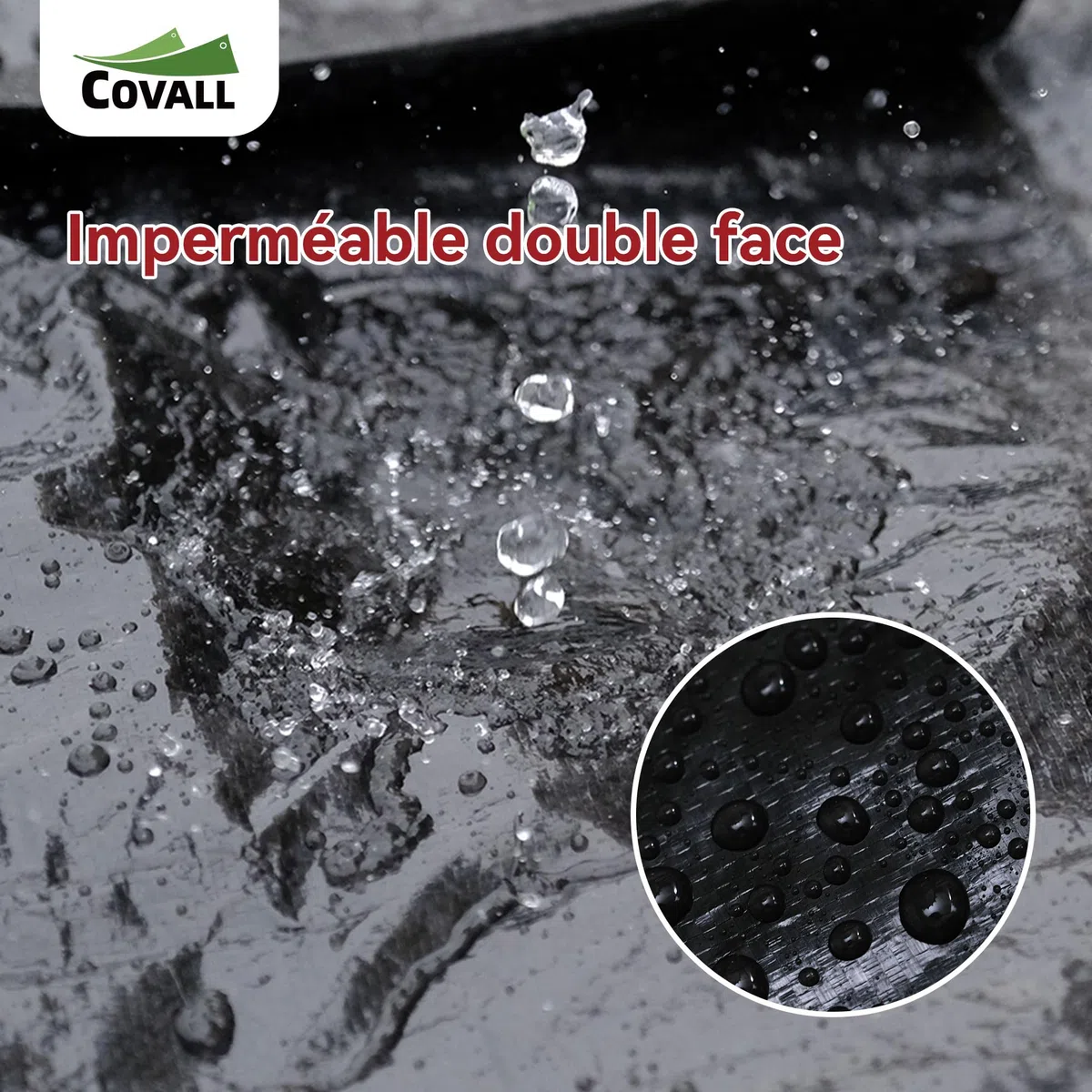 bâche Noire imperméable 115g/m² 2x3m, Protection extérieure, Anti-UV, Anti-déchirement, œillets métalliques Tous Les 50cm, Fixation Facile, pour Jardin, poulailler, Bois, Piscine, toiture