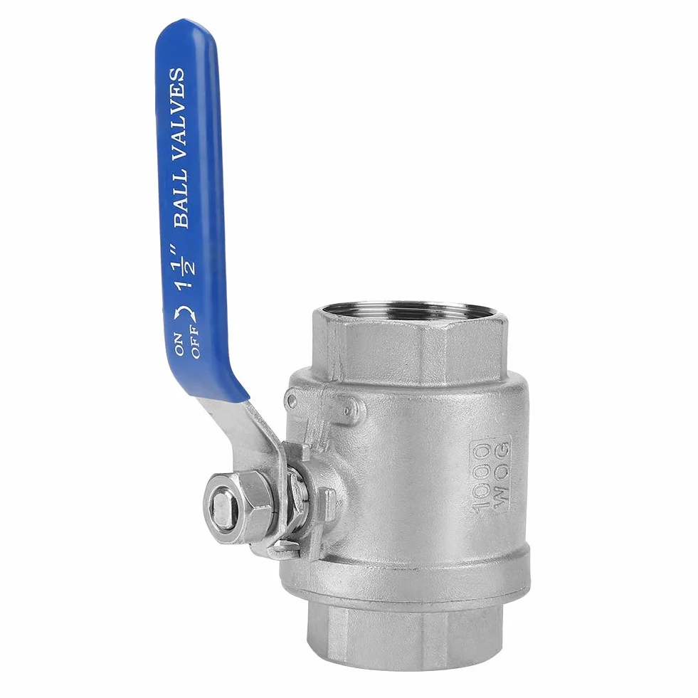 Robinet à boisseau sphérique à filetage femelle, deux pièces, en acier inoxydable 304, DN40, 1 1/2 po, 1 000 WOG