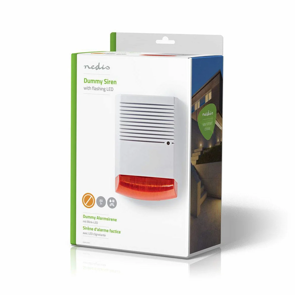 Nedis Sirène de sécurité simulée IP44 Blanc/Orange