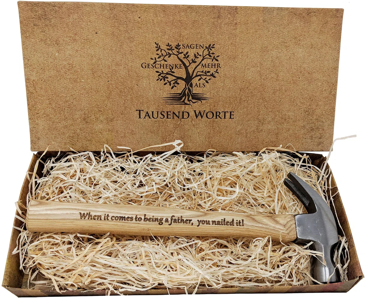 Cadeau vraiment spécial pour les papas - Marteau gravé : « Merci de m'avoir aidé à construire ma vie » et « Quand il s'agit d'être père, tu as réussi ! »