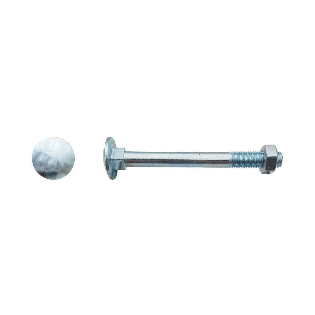50 Boulons Tête Ronde Collet Carré TRCC 10 x 80 mm - DIN 603 - Zingué blanc - D-Work