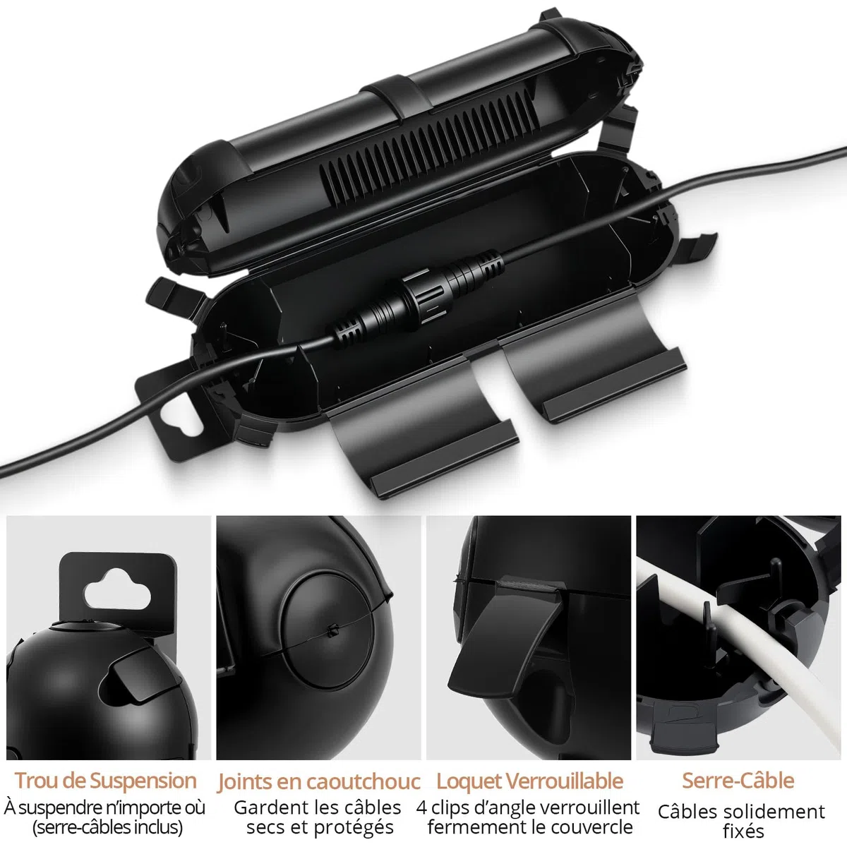Kamtop Boîtier Étanche Extérieur IP54 – Coffret de Protection Électrique ABS, Résistant aux Intempéries, pour Jardin, Éclairage Extérieur, Rallonge, Installation Facile
