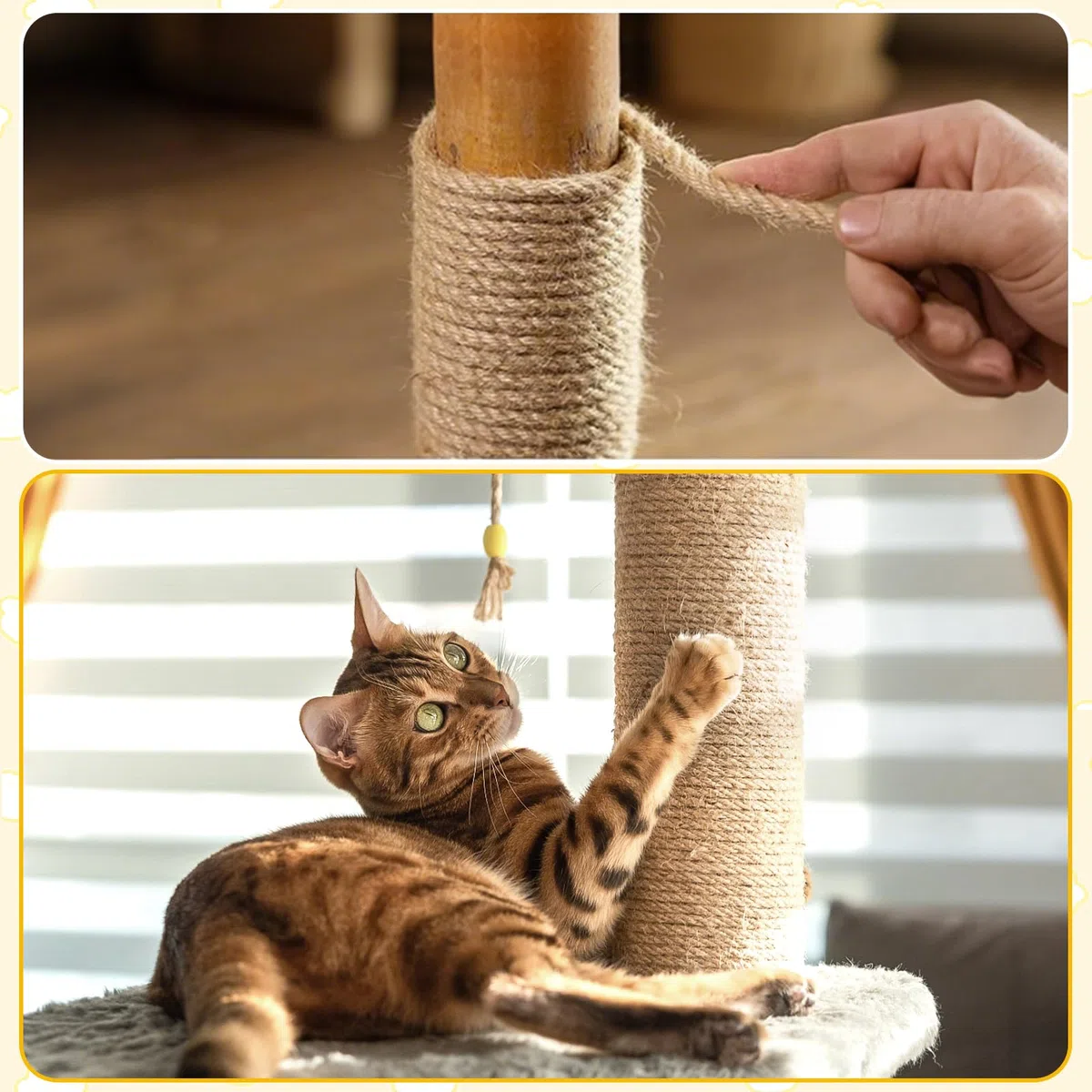 Corde en Jute 8 mm x 100 m, Robuste, en Fibres Naturelles, pour Cordon de Bricolage, Jouet pour Chat et décoration, Alternative à la Corde de Chanvre indéchirable, Cordon de Colis, Ruban de