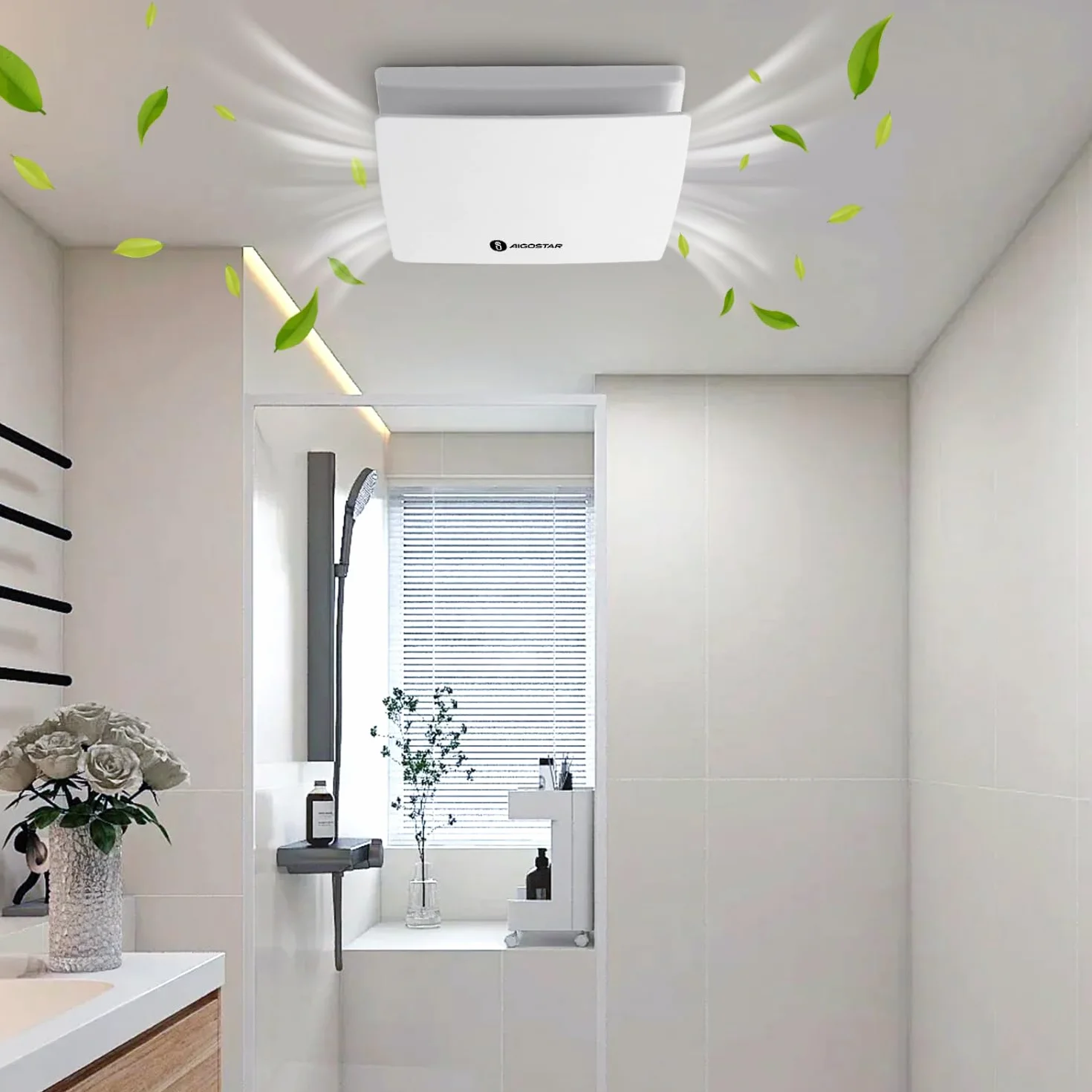 Aigostar Ventilateur Extracteur 100 mm pour Salle de Bain | Silencieux, puissance 11W, adapté pour salle de bain, WC, cuisine et bureau