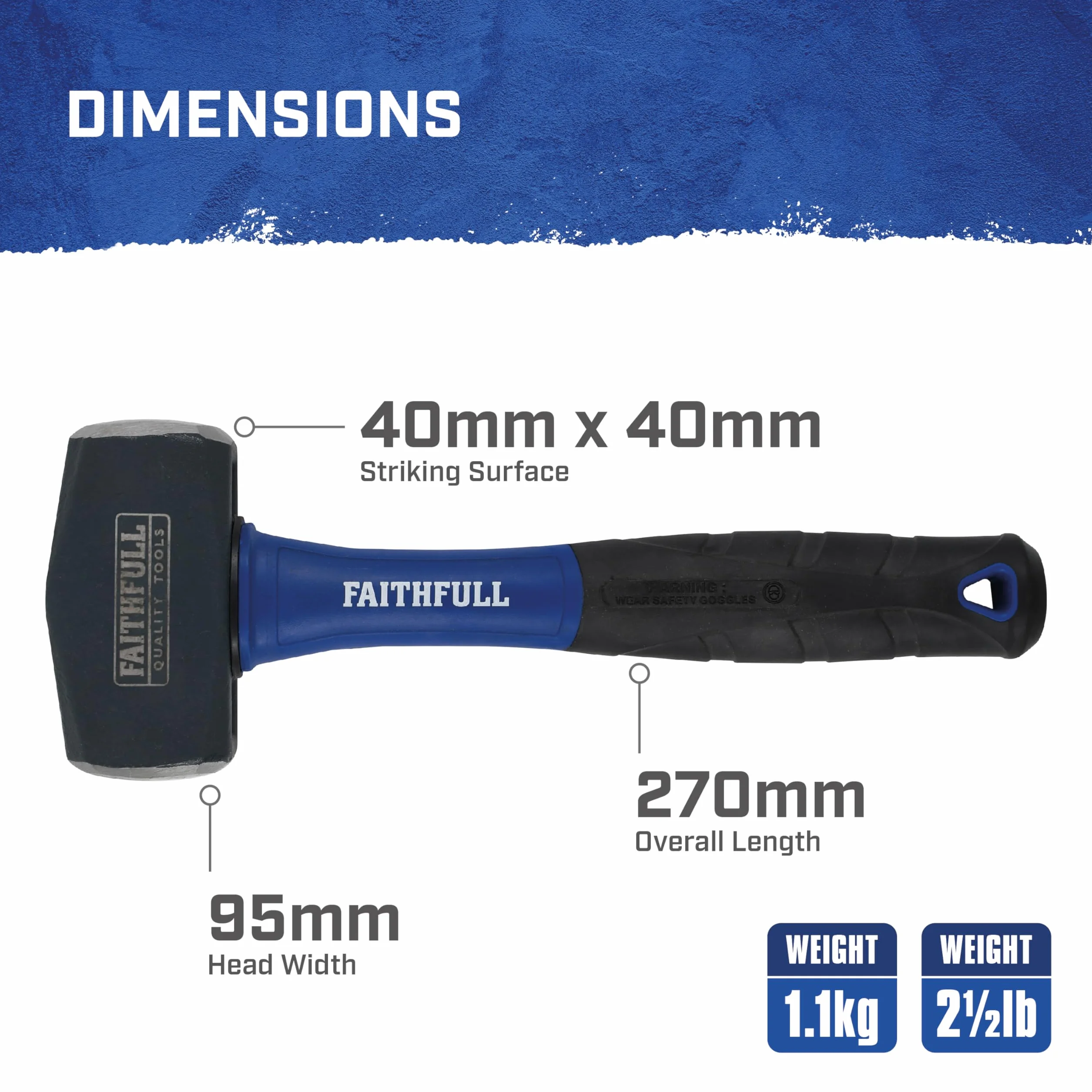Faithfull Fibre de verre Masse 1.3kg (Import Grande Bretagne)