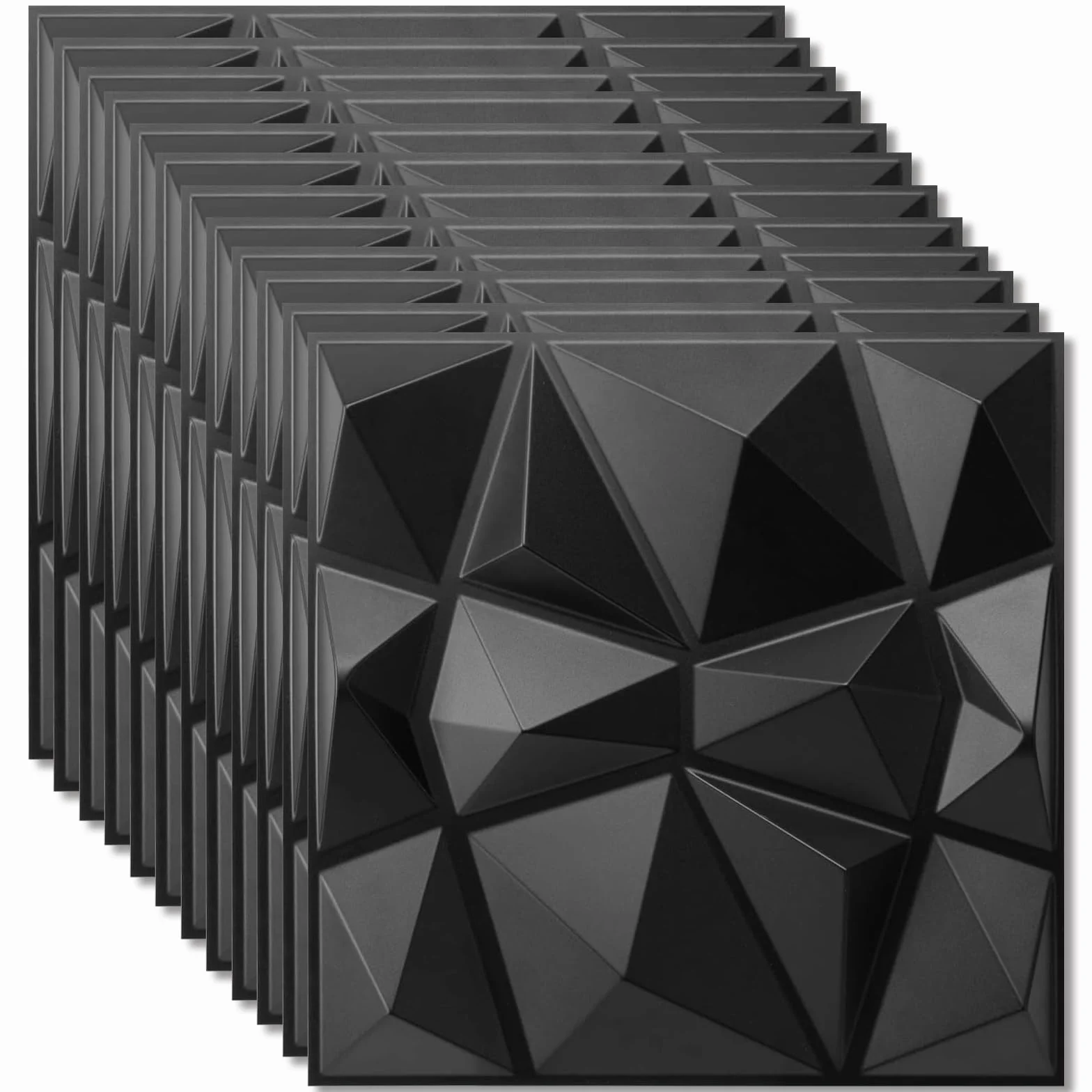 Lot de 12 panneaux muraux 3D - Panneaux muraux 3D - Panneaux muraux 3D - Revêtement de façade - Panneaux de plafond - Panneaux muraux de jeu - Panneaux muraux de jeu - Papier peint noir - Pour salon